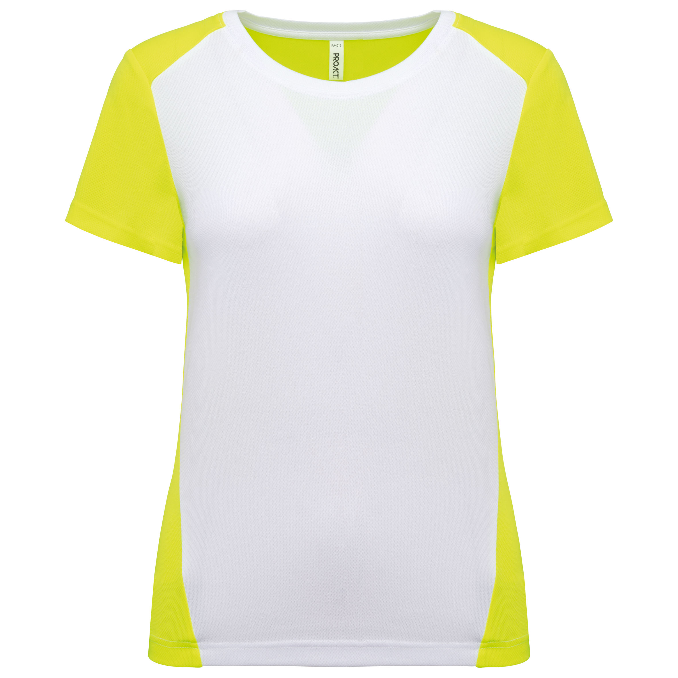 PROACT® Ecologisch sport-T-shirt in twee kleuren voor dames — White / Fluorescent Yellow