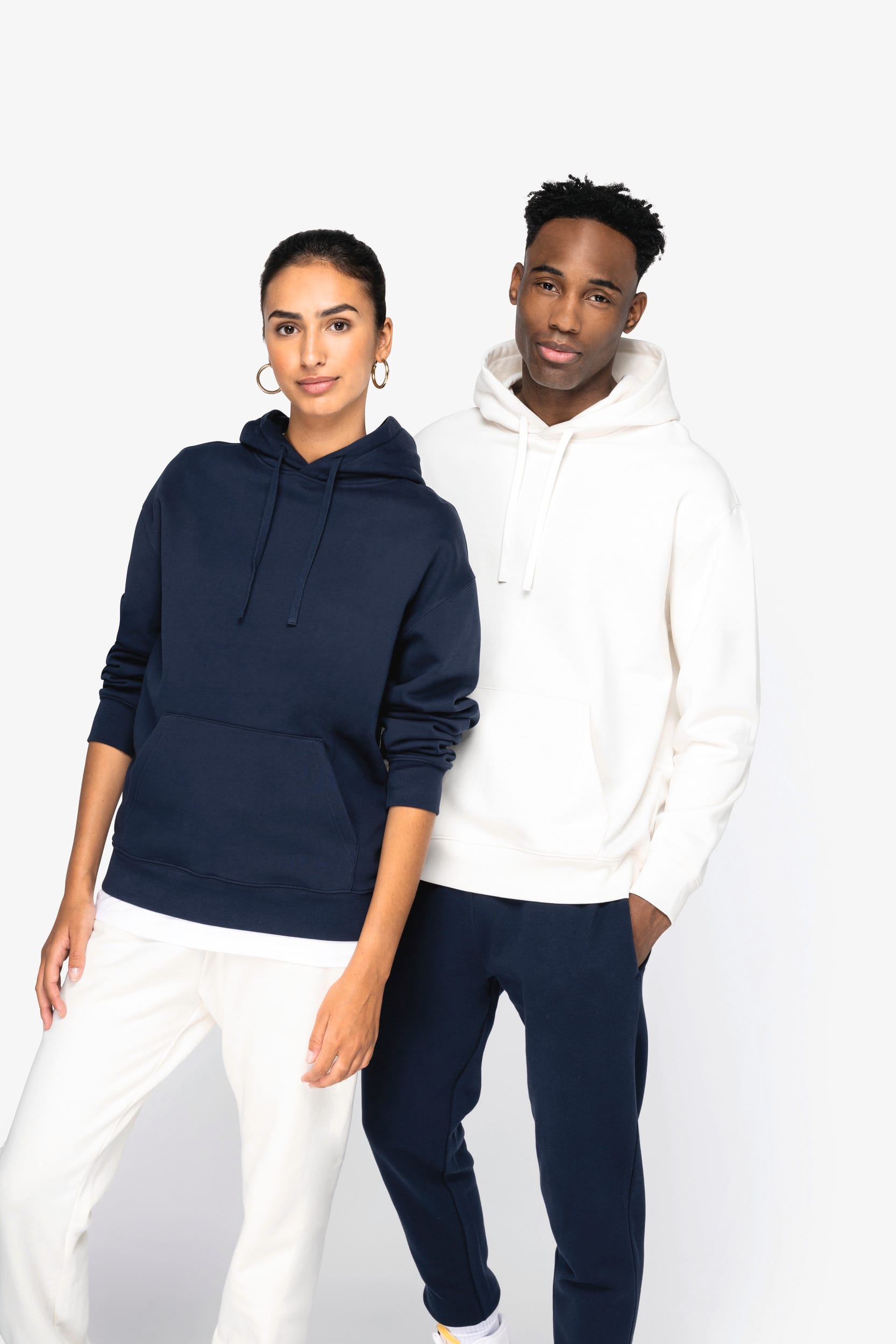 Native Spirit Ecologische uniseks sweater met capuchon en verlaagde schouders in geborsteld fleece