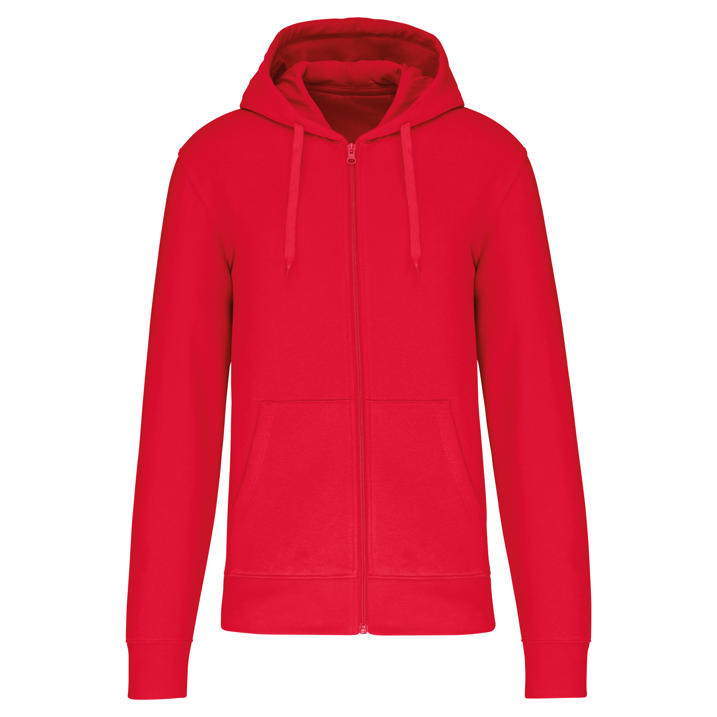 Kariban Ecologische herensweater met capuchon en ritssluiting — Red