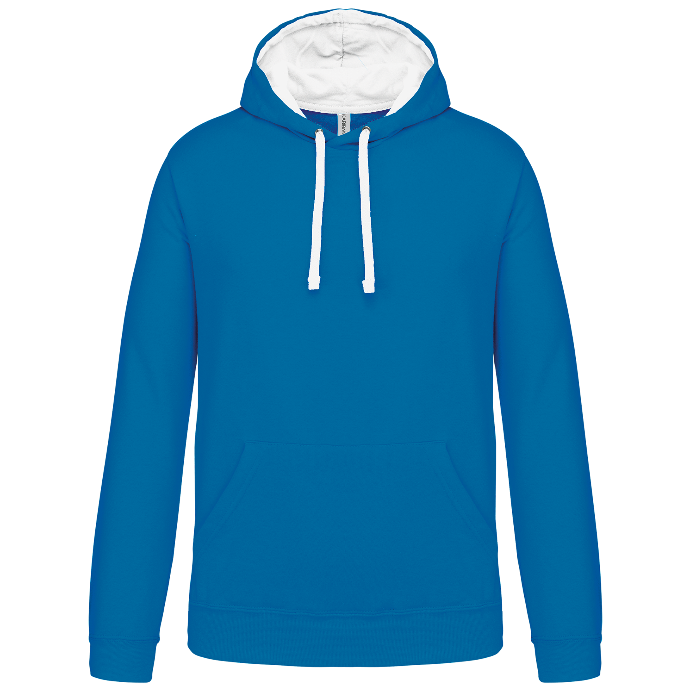 Kariban Sweater met contrasterende capuchon — Tropical Blue / White