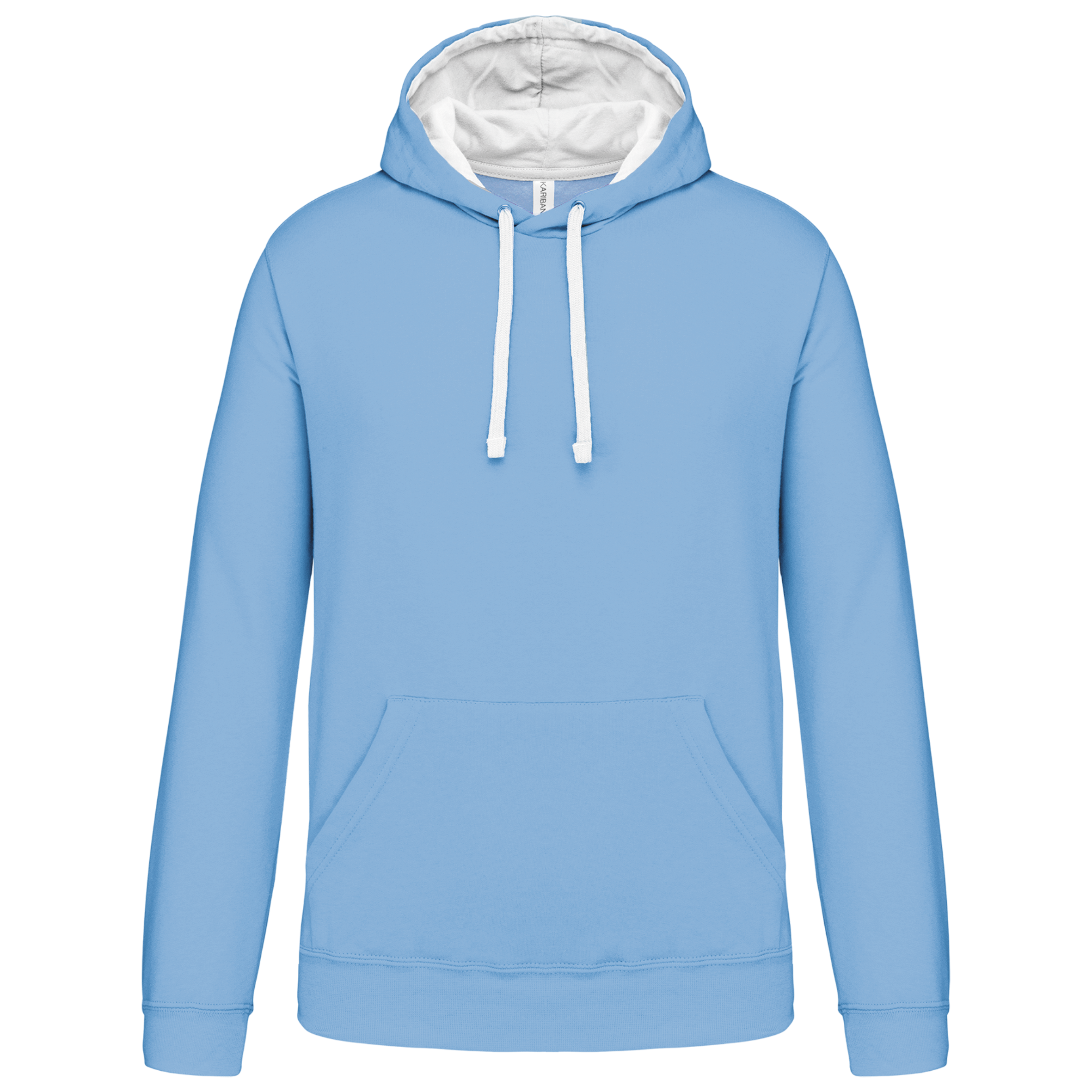Kariban Sweater met contrasterende capuchon — Sky Blue / White