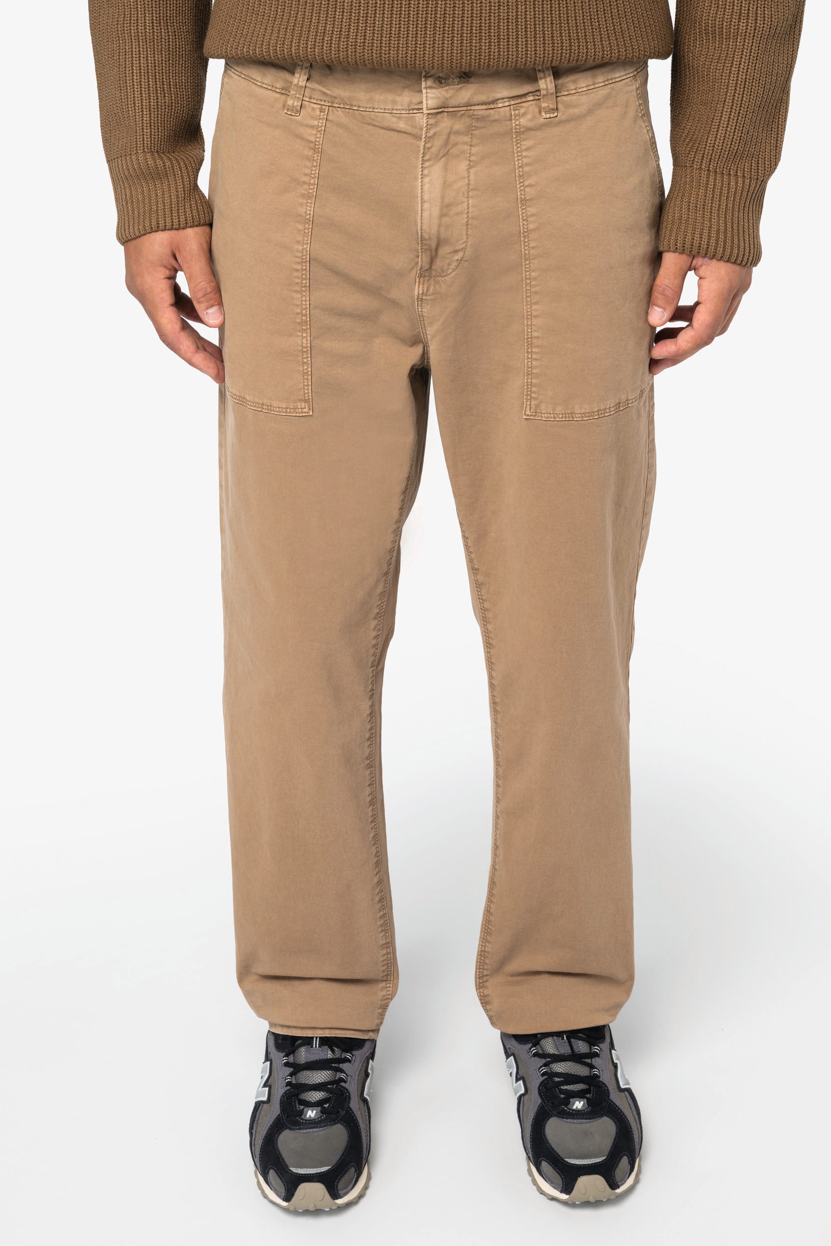 Native Spirit Heren utility broek met verwassen look van ecologisch materiaal