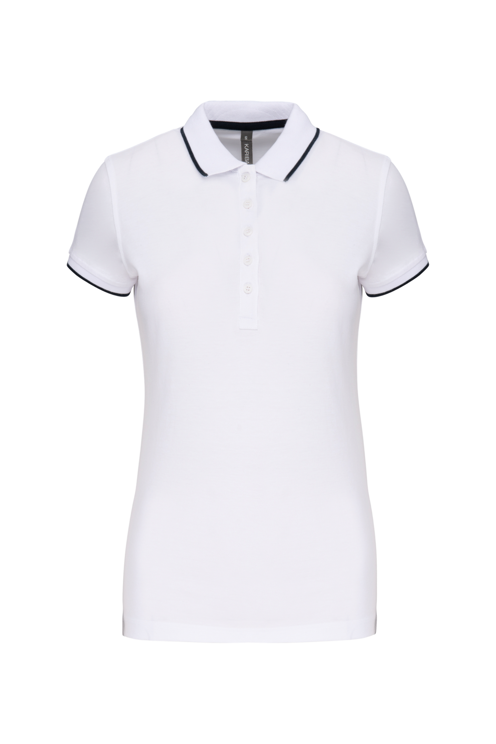 Kariban Damespolo korte mouwen — White / Navy / White