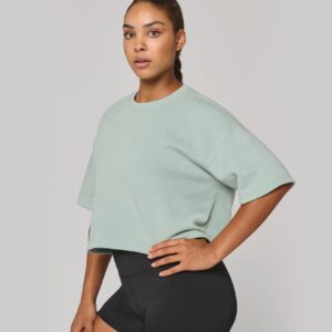 PROACT® Cropped damessweater met korte mouwen en ronde hals 