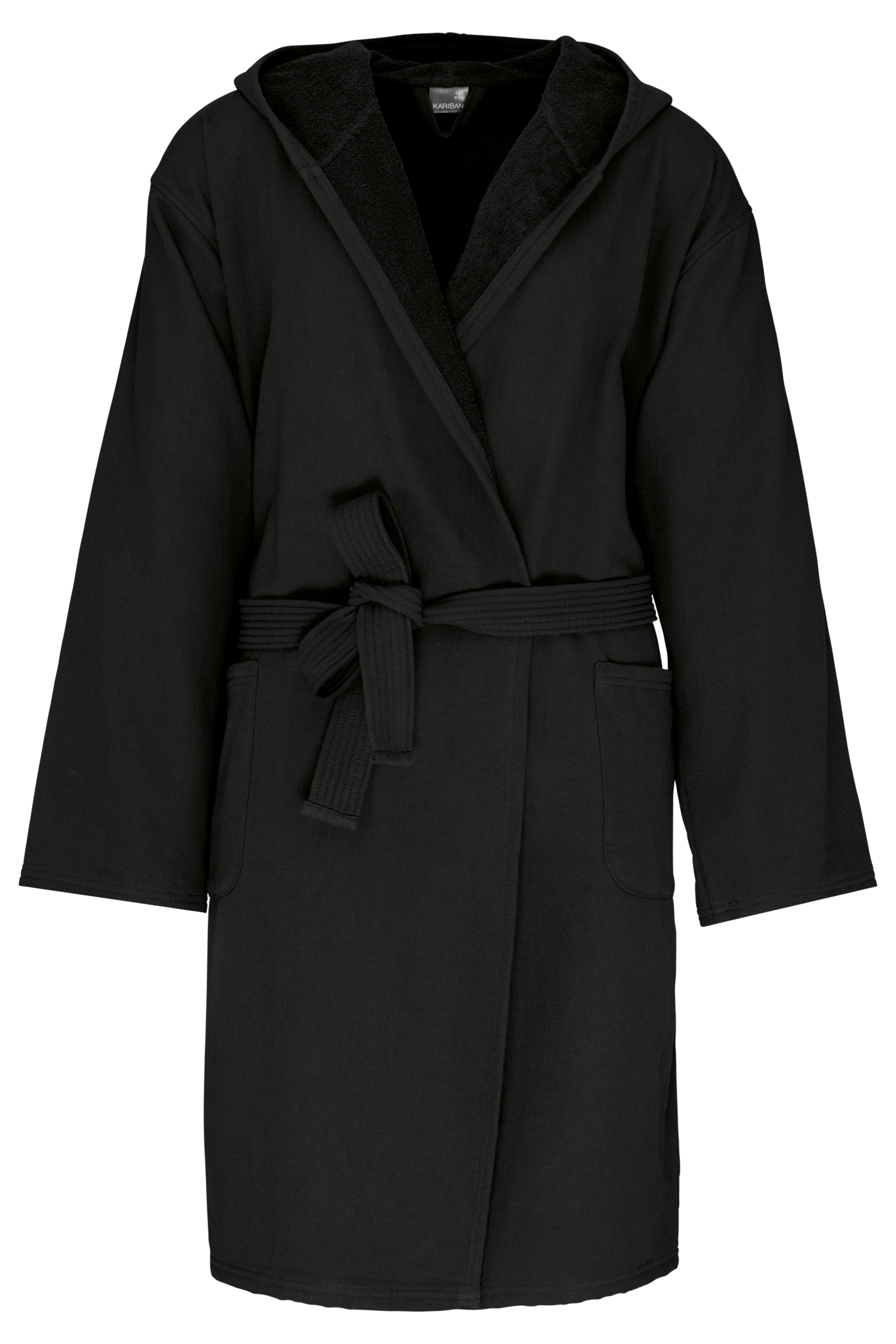 Kariban Biologische badjas met capuchon — Black