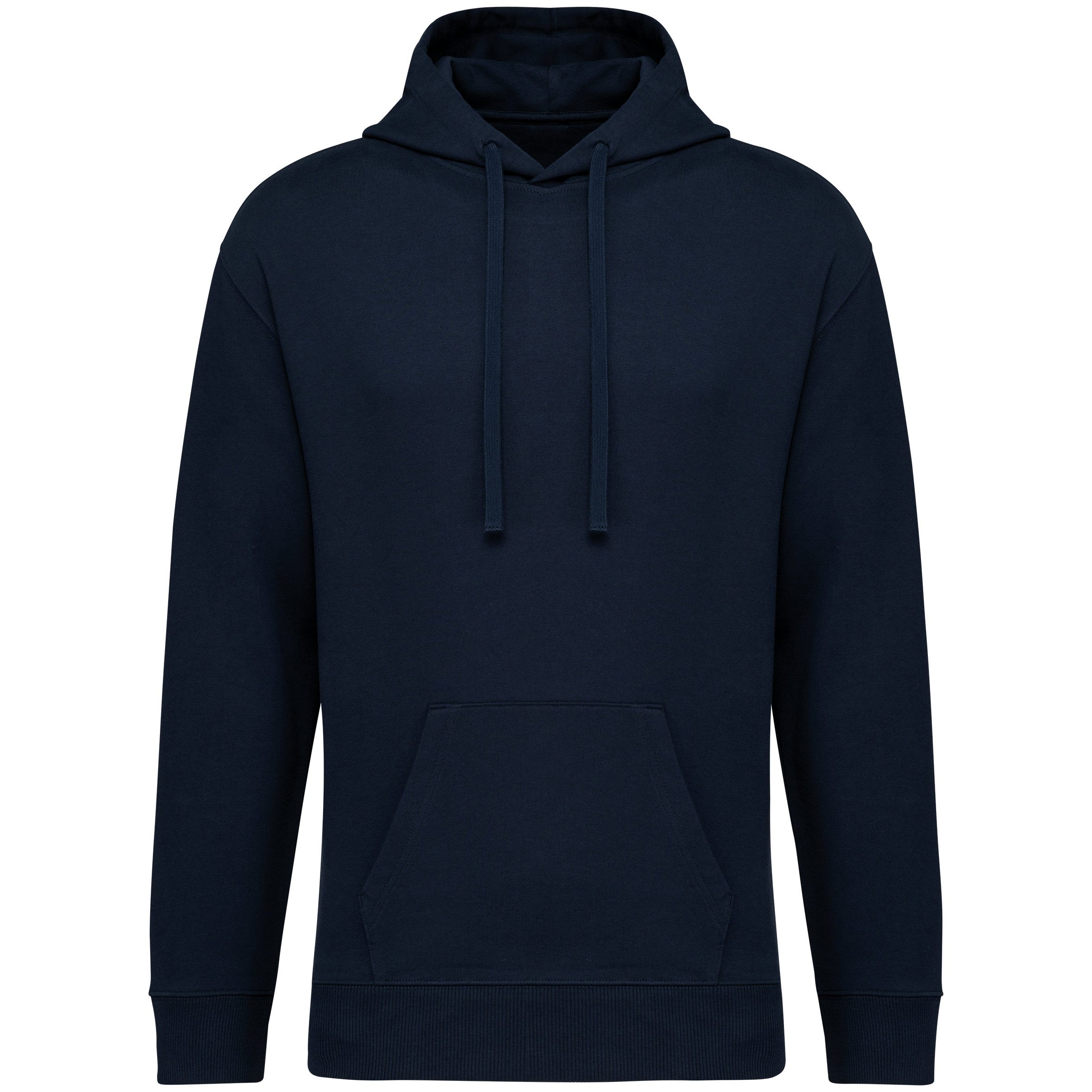 Native Spirit Ecologische uniseks sweater met capuchon en verlaagde schouders French Terry — Navy Blue