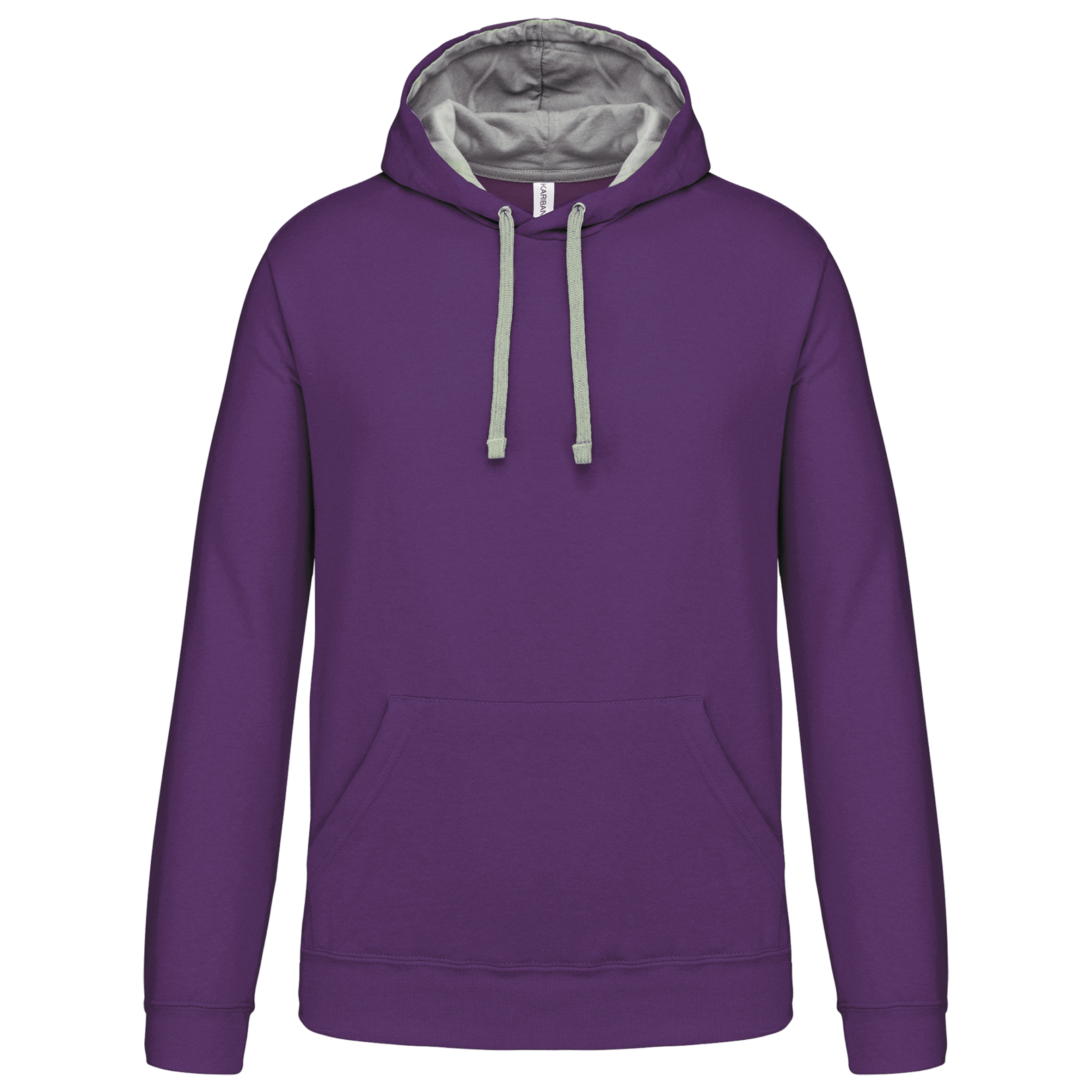Kariban Sweater met contrasterende capuchon — Purple / Oxford Grey