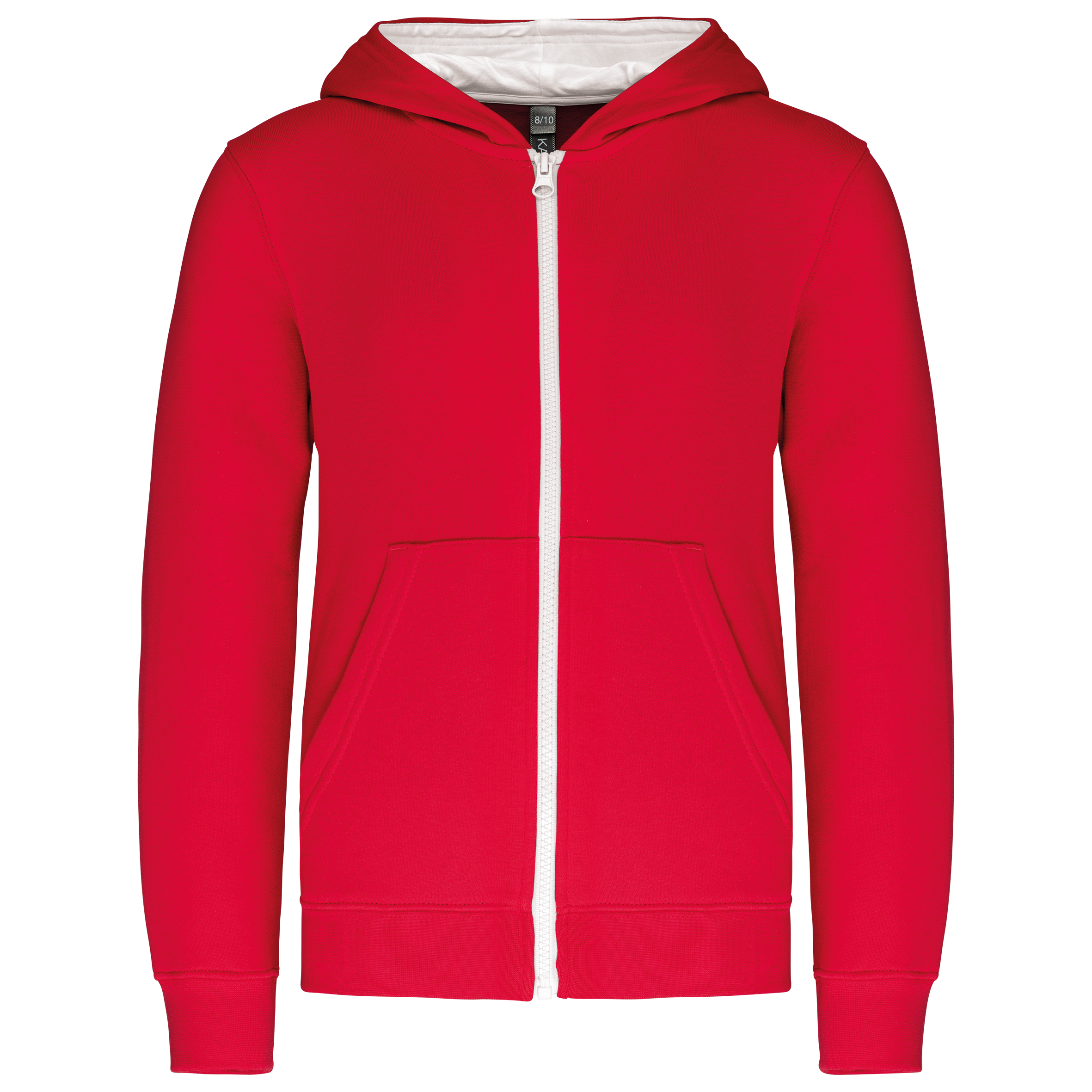 Kariban Kindersweatvest met capuchon — Red / White