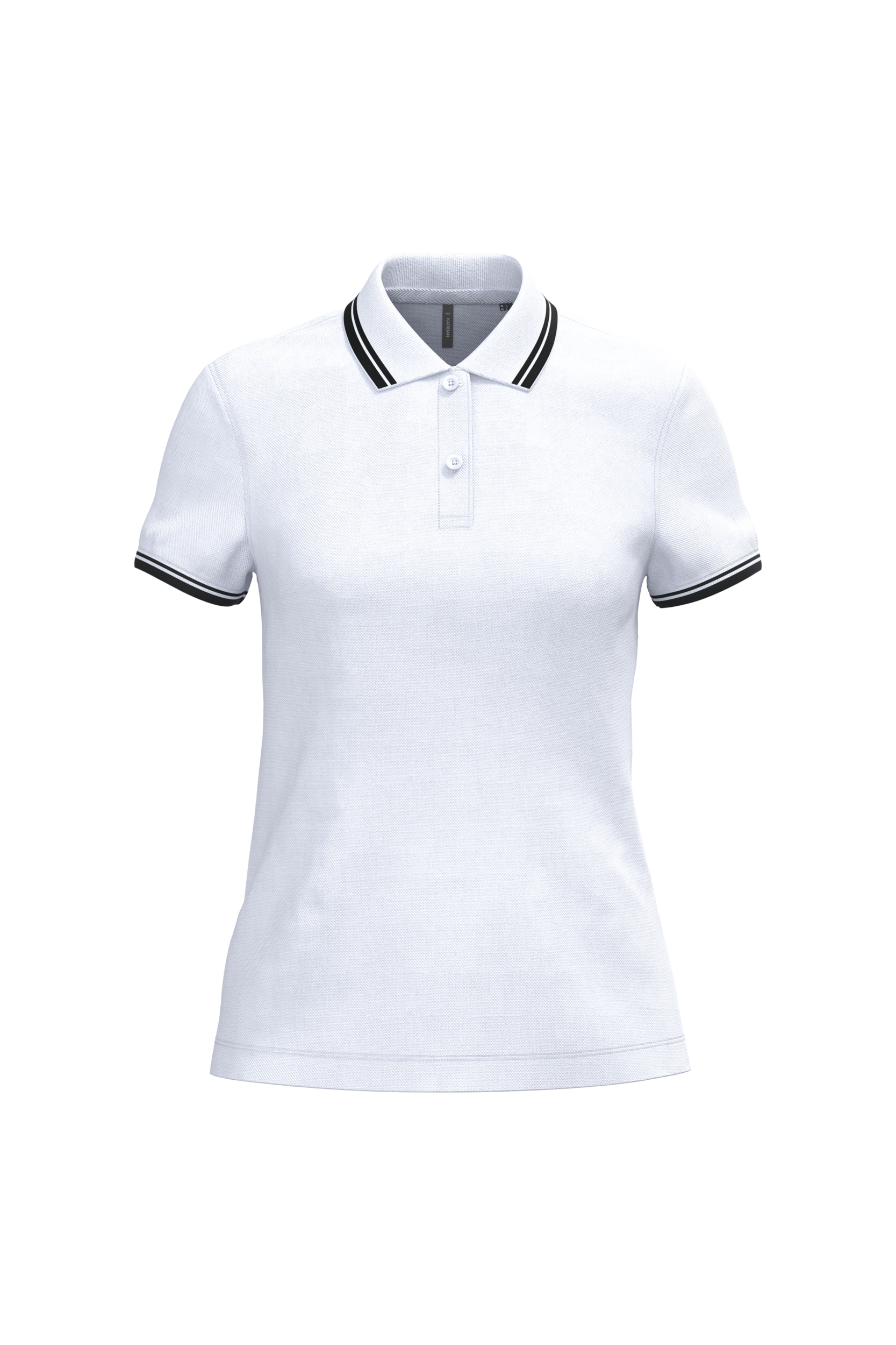 Kariban Damespolo met korte mouwen en contrasterende bies — White / Black