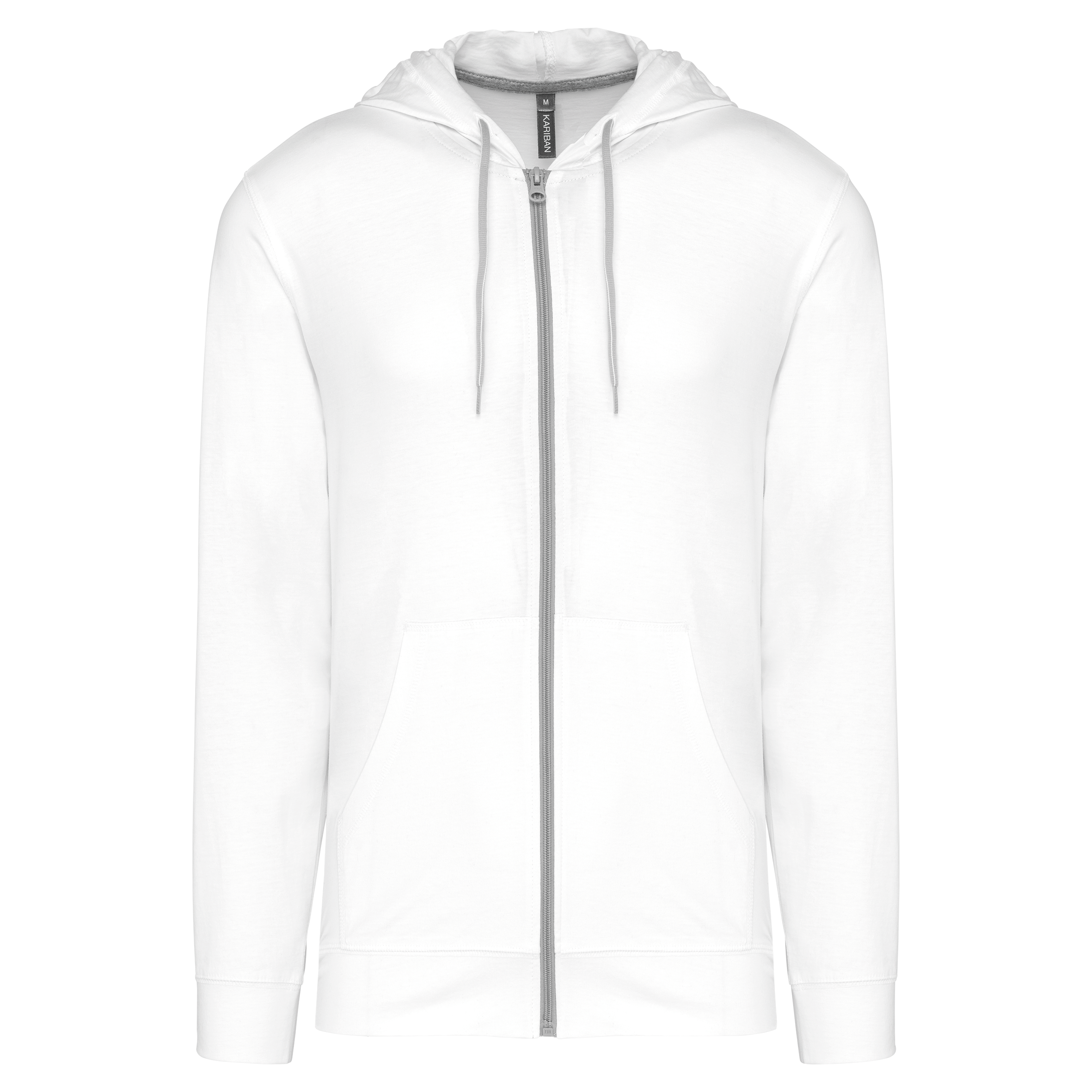 Kariban Licht katoenen sweatvest met capuchon — White