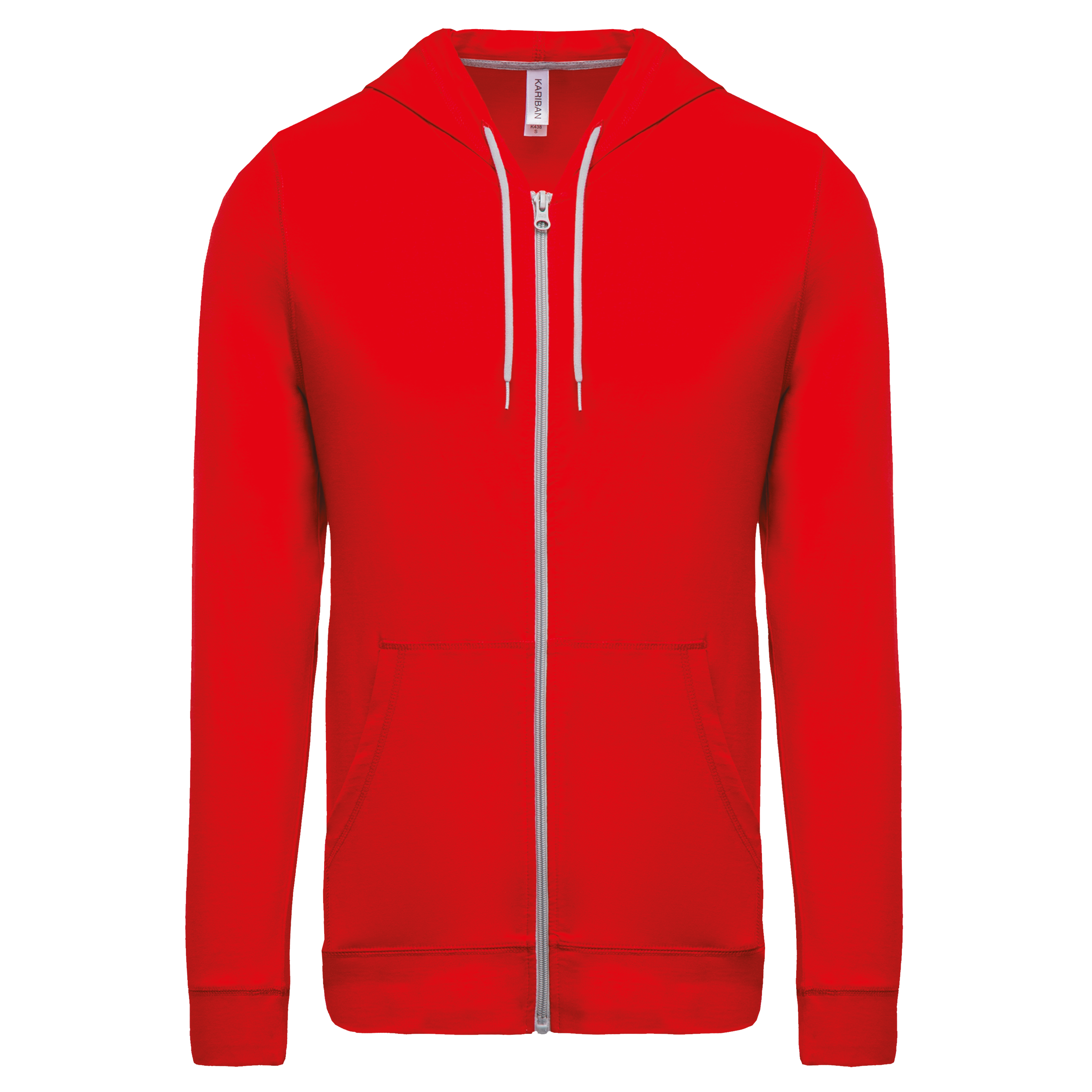 Kariban Licht katoenen sweatvest met capuchon — Red