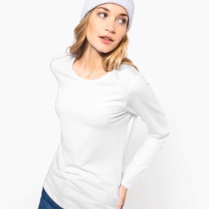 Kariban Dames-T-shirt ronde hals lange mouwen