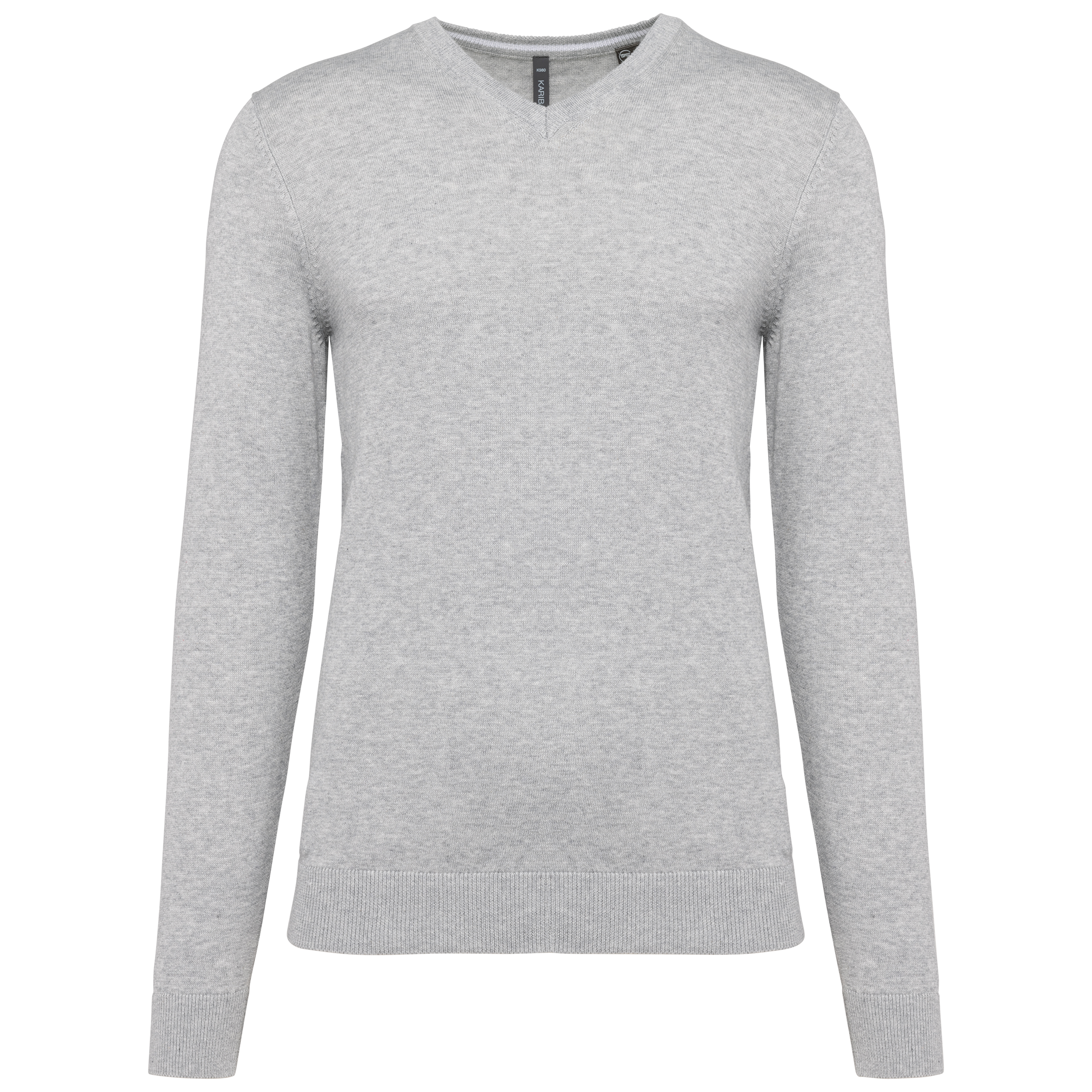 Kariban Ecologische herentrui met V-hals — Light grey heather