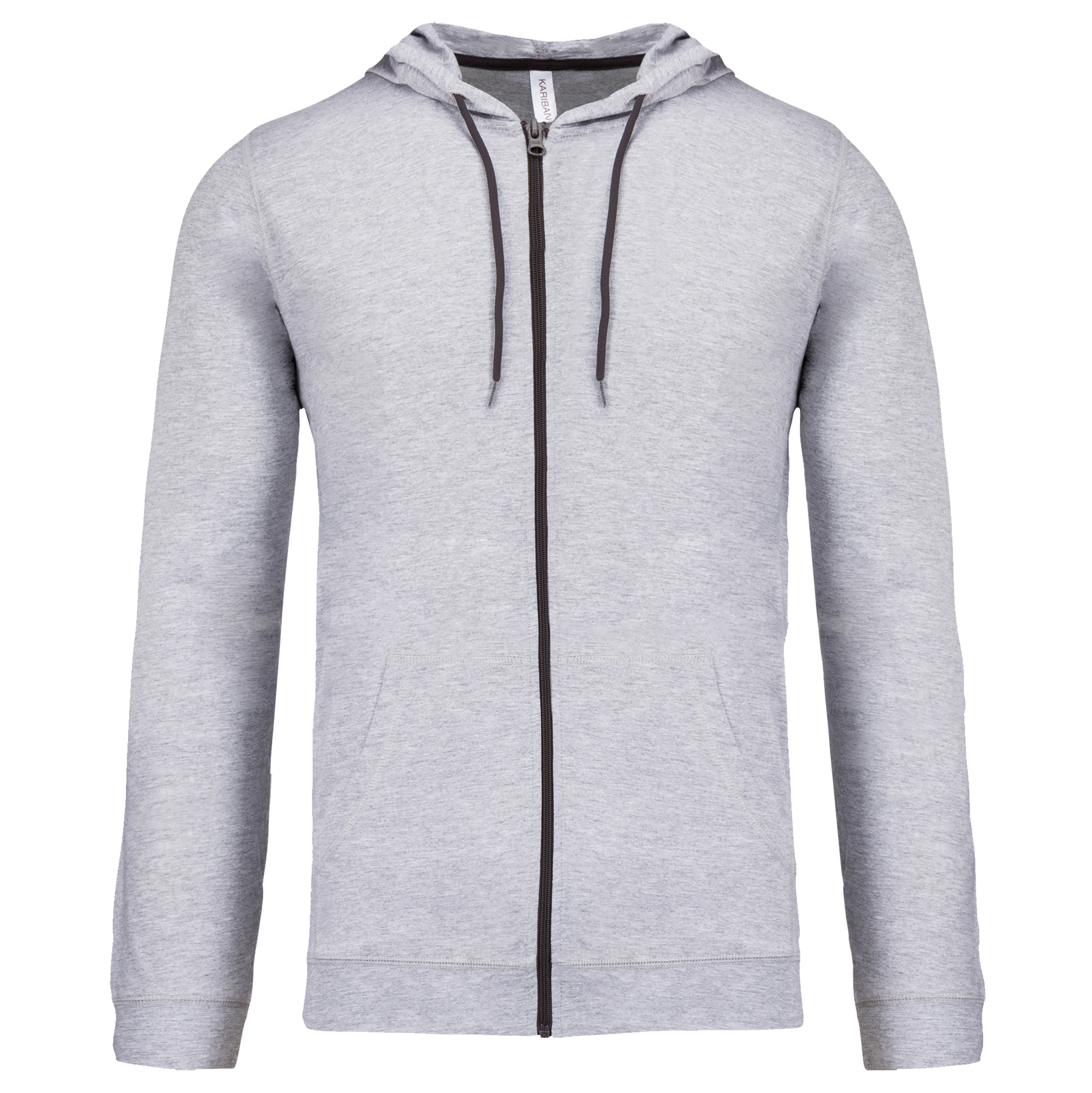 Kariban Licht katoenen sweatvest met capuchon — Oxford Grey