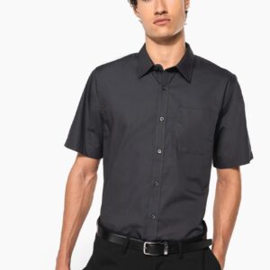 Kariban Heren poplin overhemd korte mouwen
