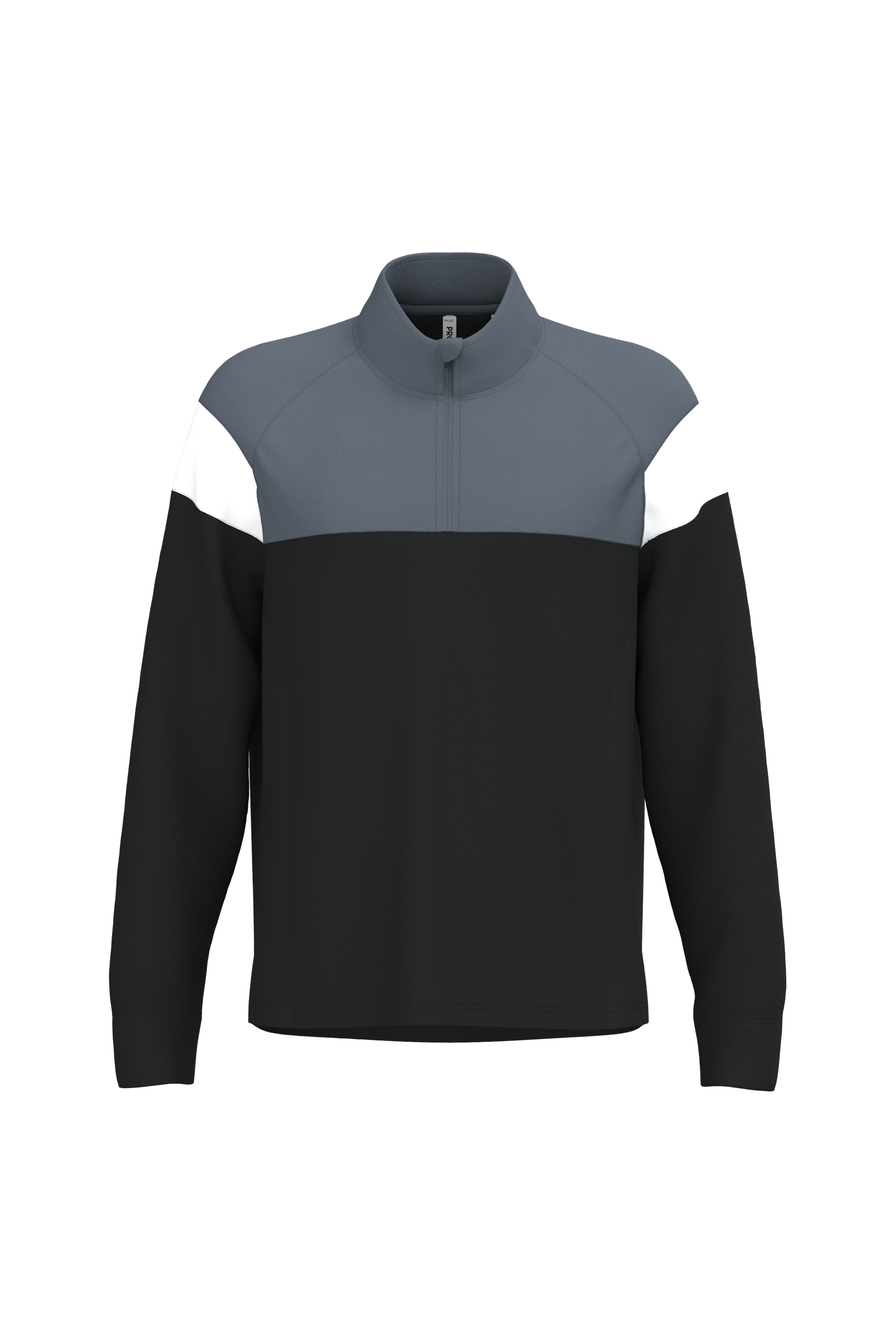 PROACT® Trainingssweater 1/4 rits uniseks — Black / sporty grey