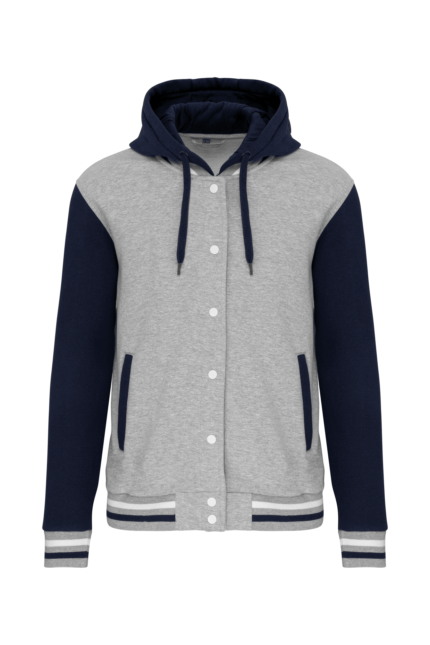 Kariban College jacket met capuchon unisex — Oxford Grey / Navy / White