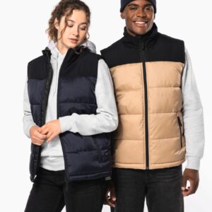 Kariban Tweekleurige gewatteerde bodywarmer uniseks