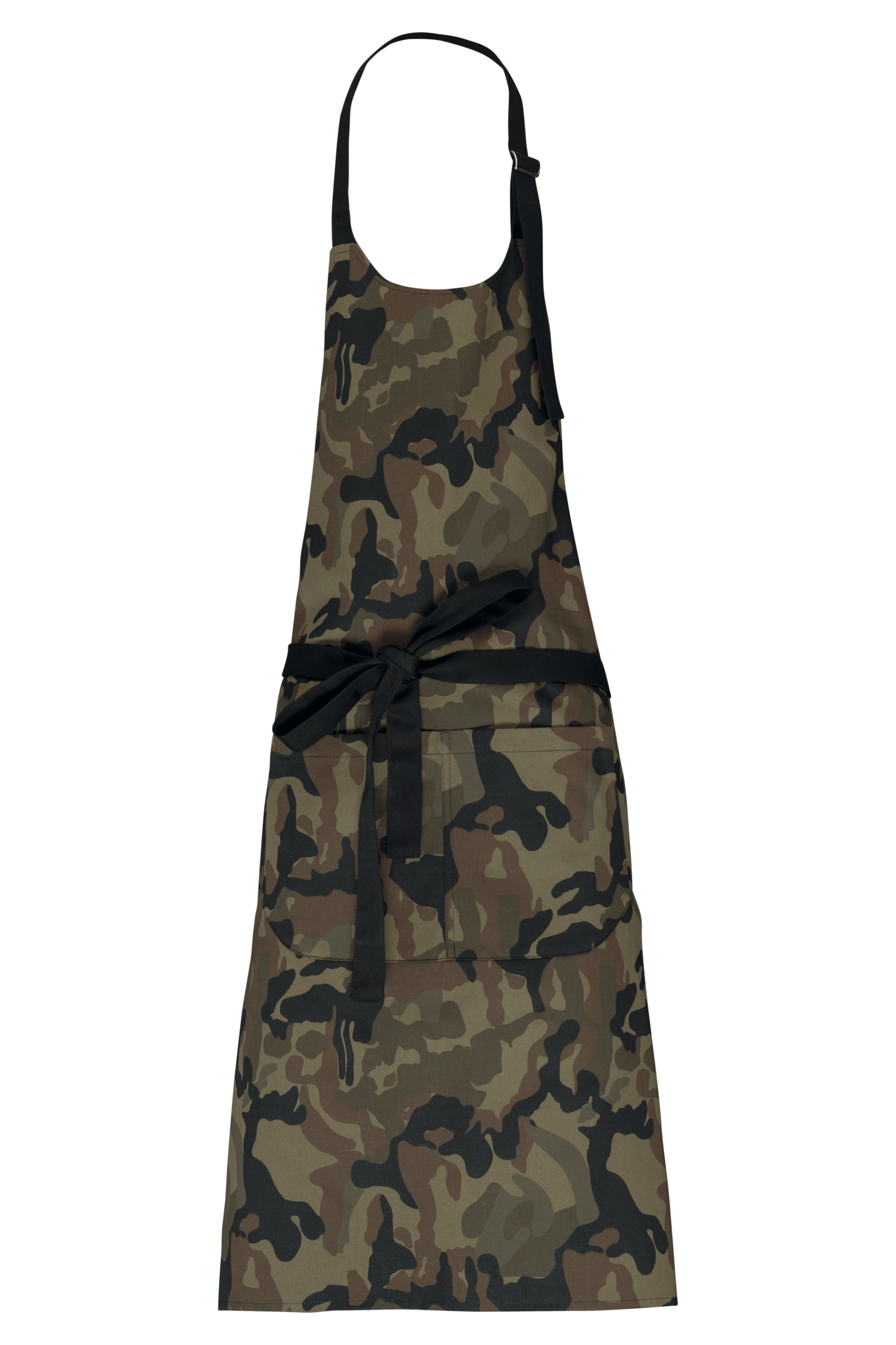 Kariban Katoenen schort met zak — Olive Camouflage