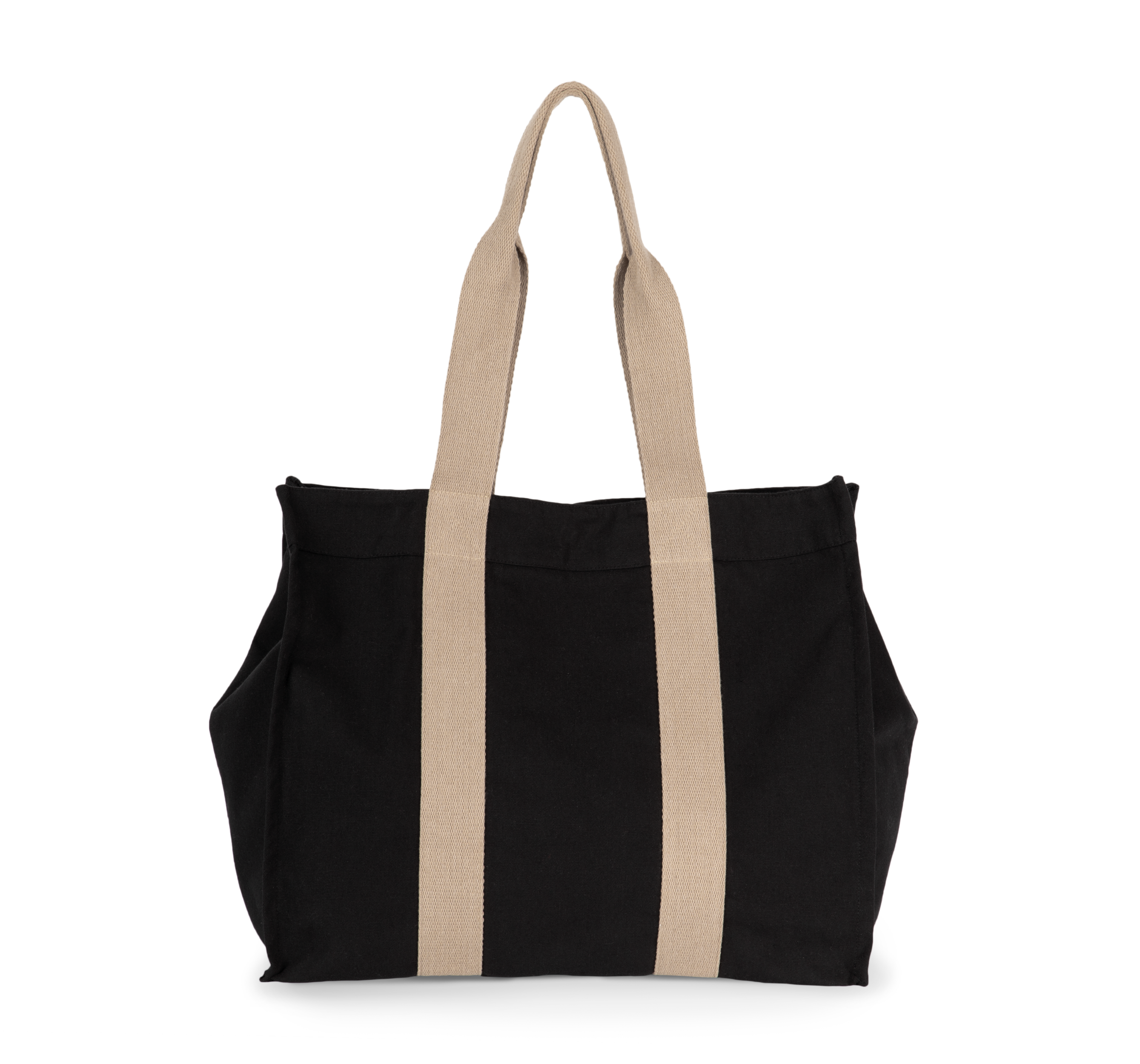 Kimood Grote, gerecyclede shopper met plooi — Black Night / Hemp