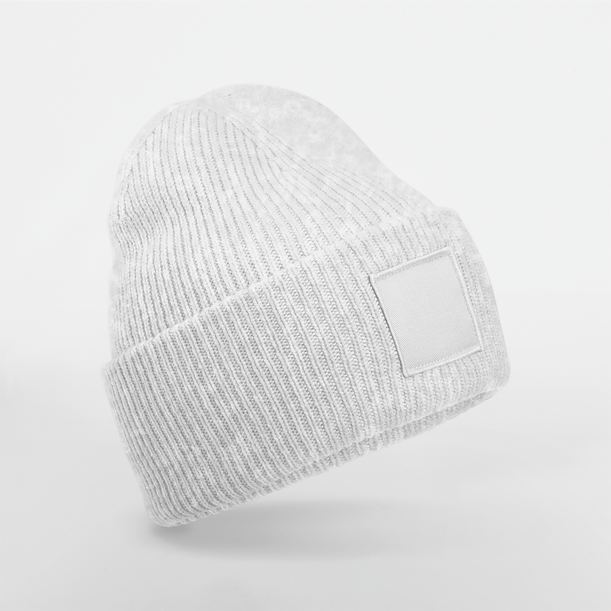 Beechfield® Muts met brede revers en toon-op-toon patch — Cloud Grey