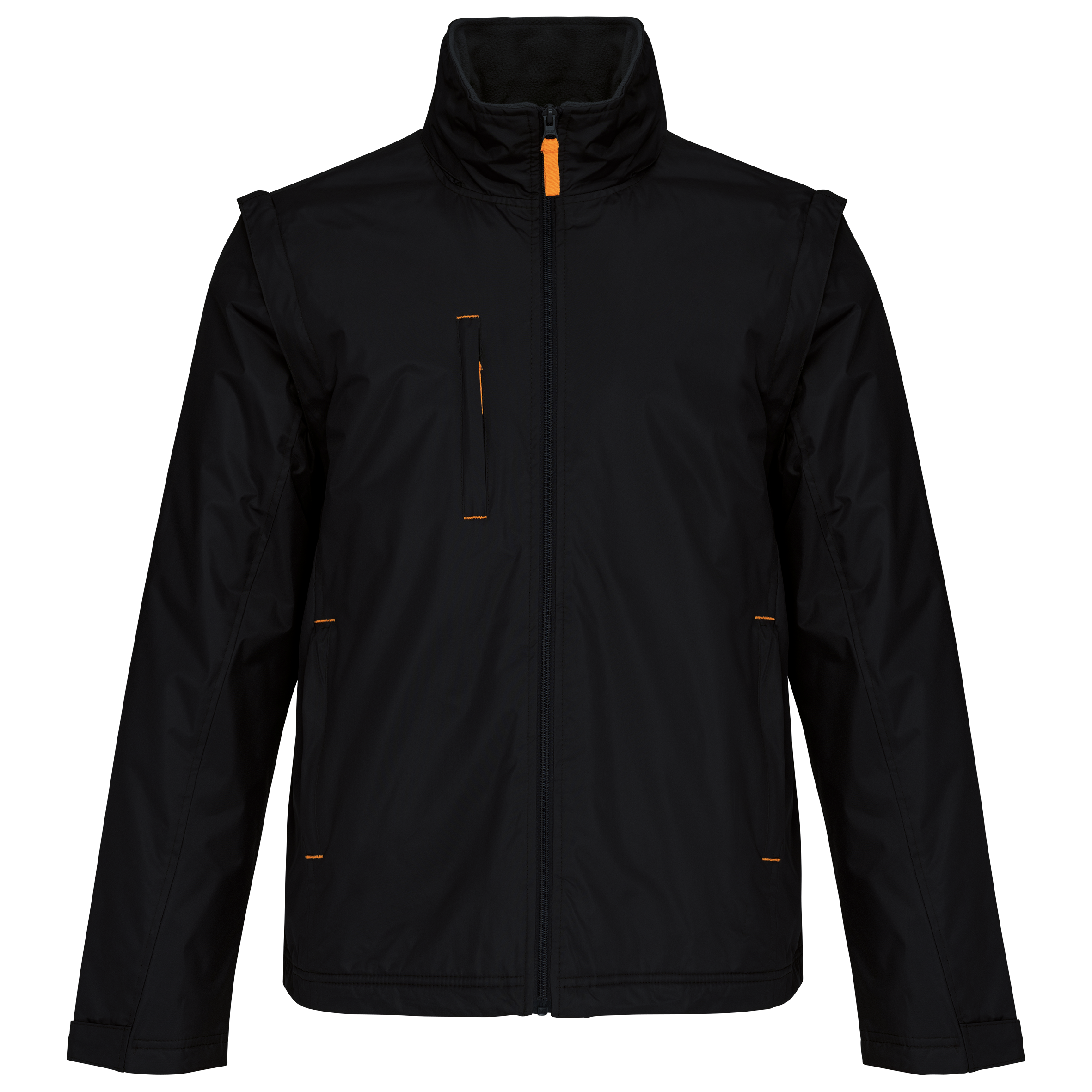 Kariban Herenjack met afneembare mouwen — Black / Orange