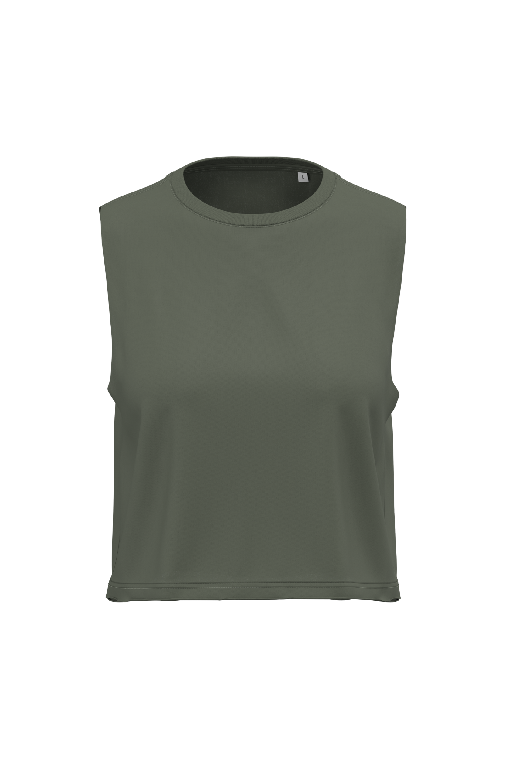 PROACT® Cropped mouwloos T-shirt voor dames — Sporty Khaki