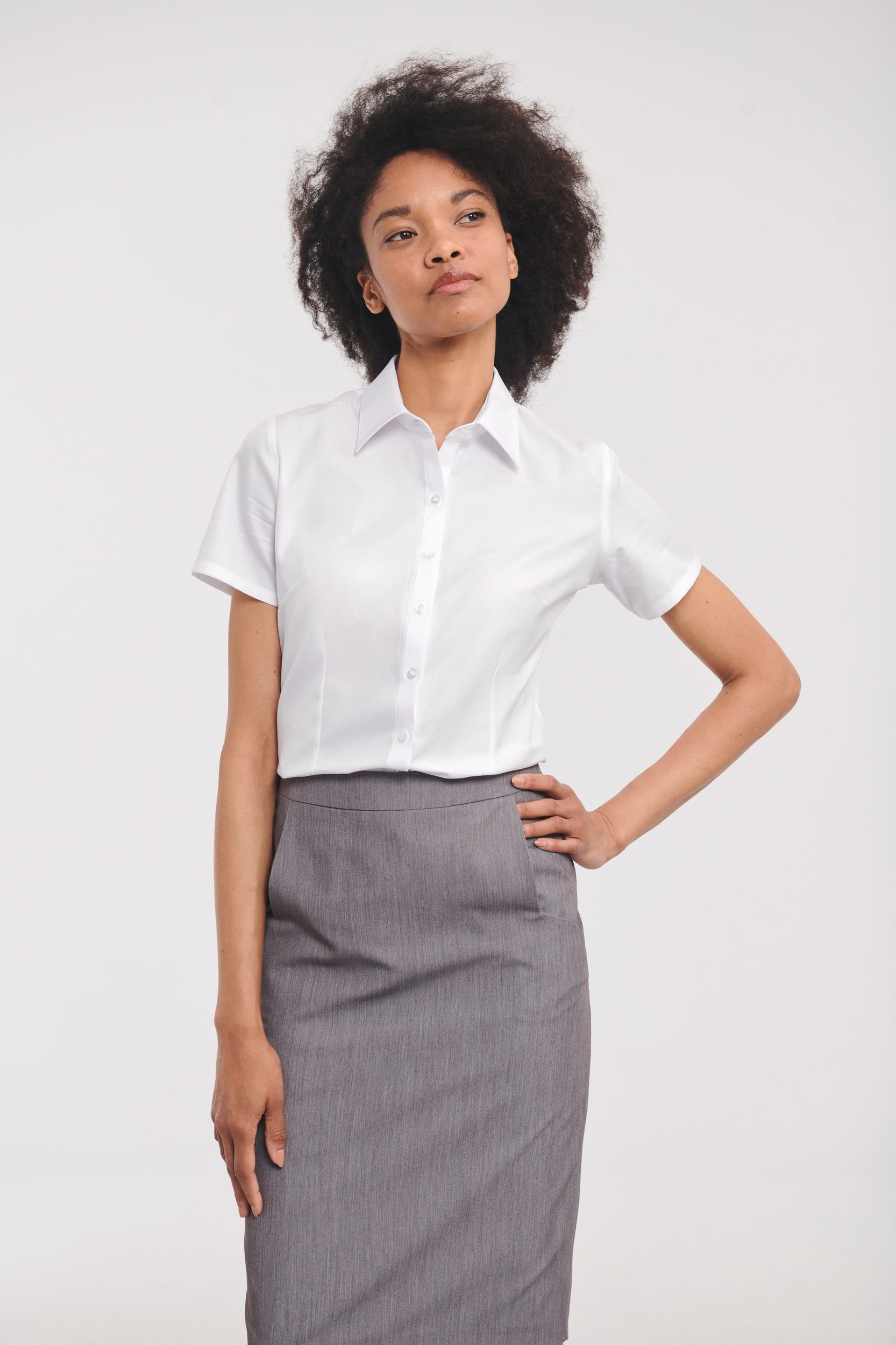 Russell Ladies Short Sleeve Herringbone Shirt