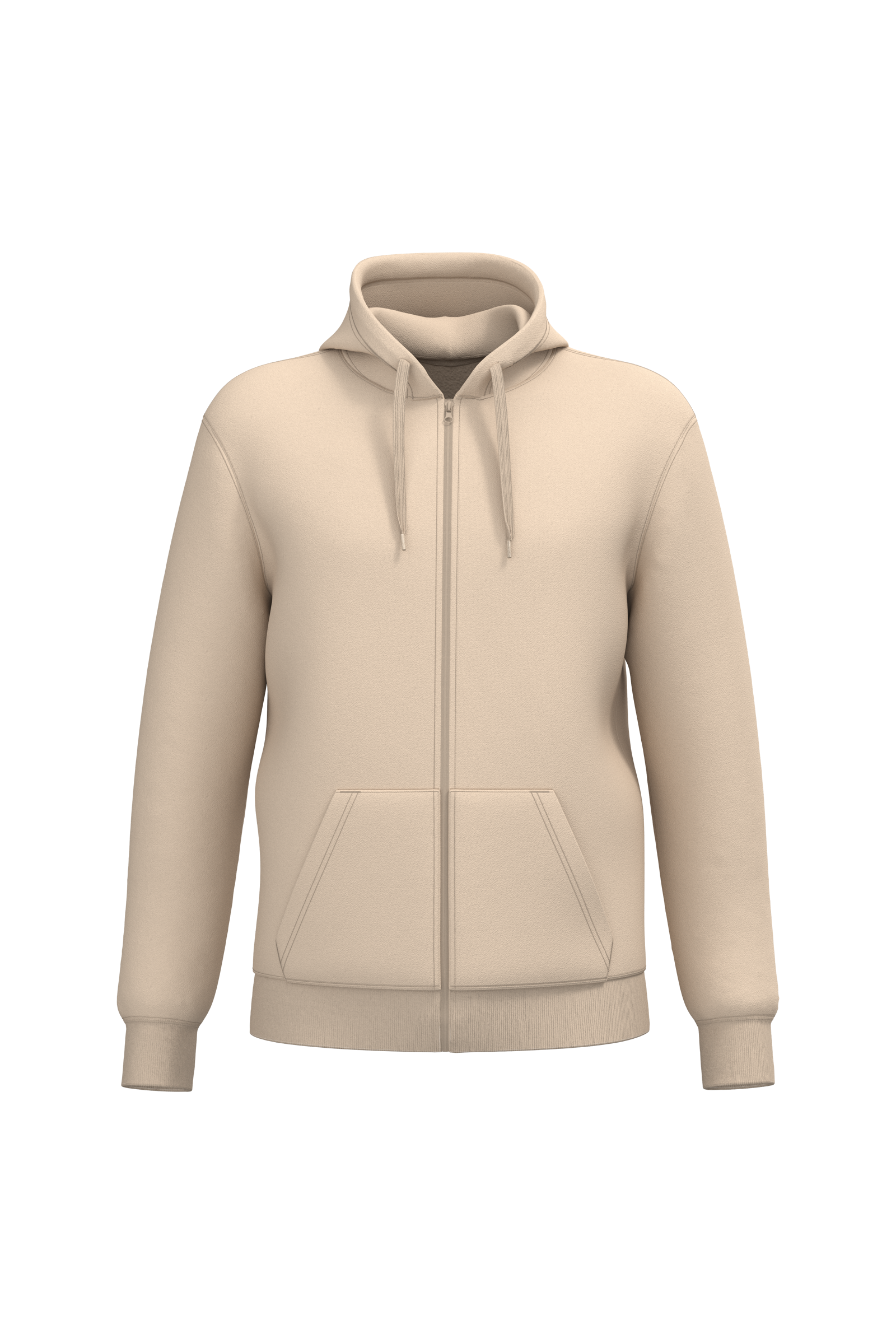 Kariban Gerecyclede uniseks sweater met rits en capuchon — Light Sand