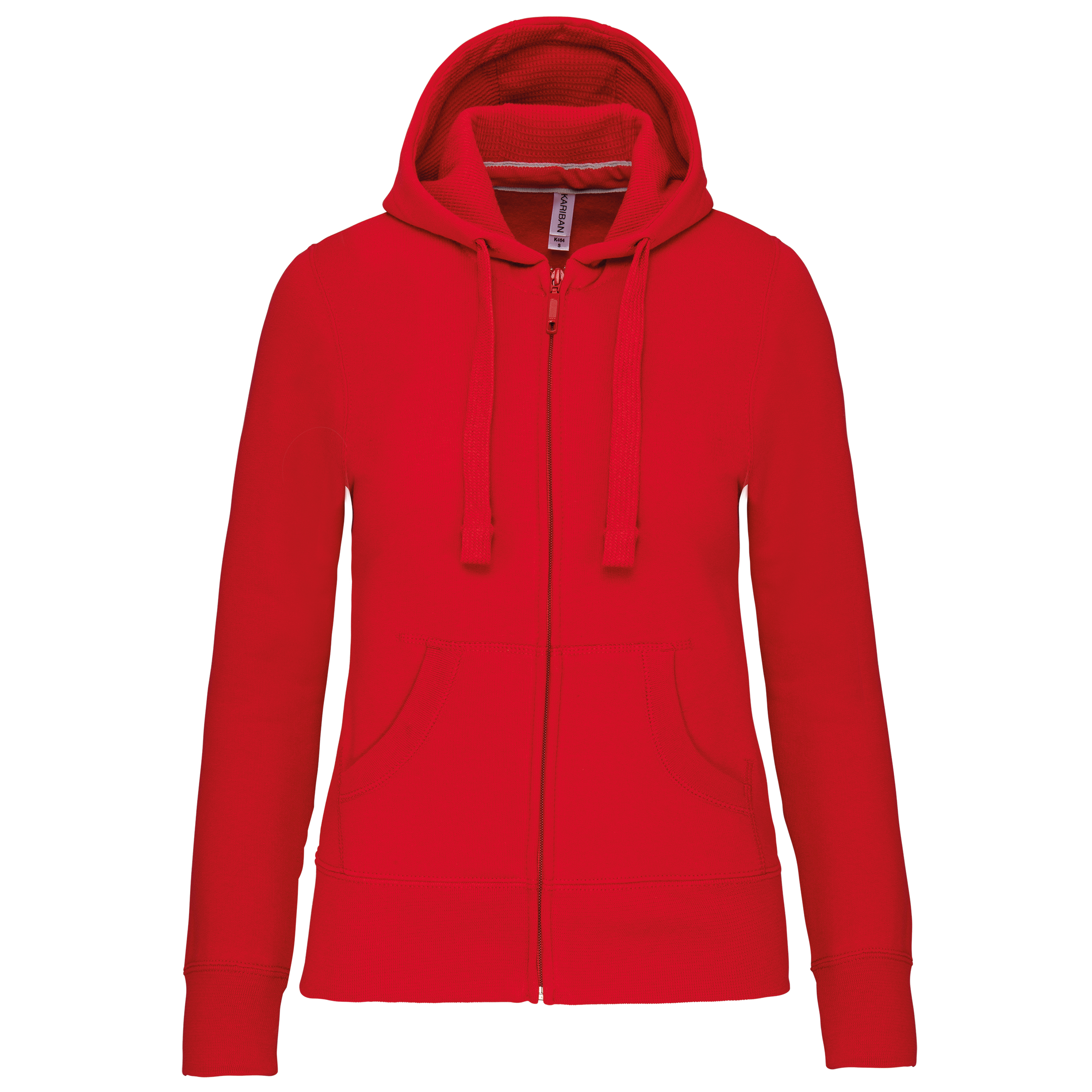 Kariban Damessweater met rits en capuchon — Red