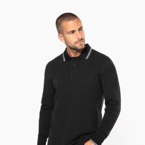 Kariban Heren polo van piquétricot met lange mouwen