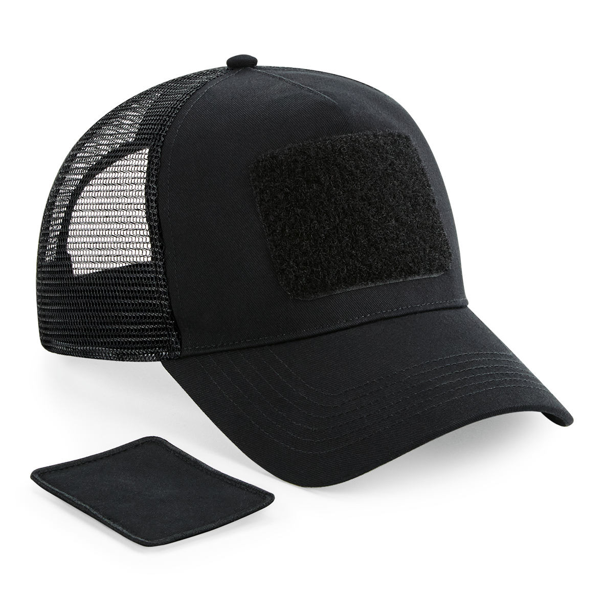 Beechfield® Meshpet, verstelbaar aan de achterkant met afneembare patch. — Black