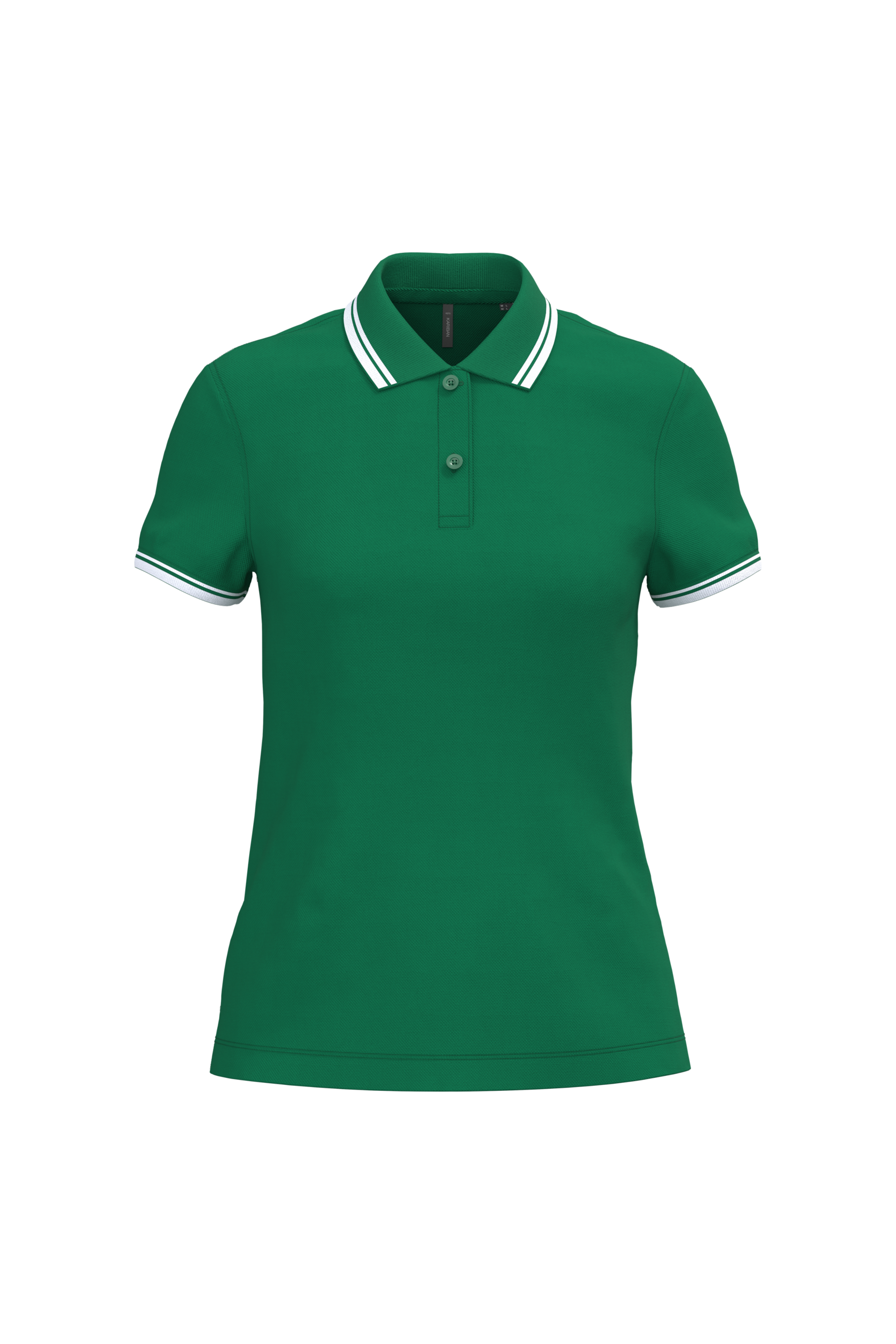Kariban Damespolo met korte mouwen en contrasterende bies — Kelly Green / White