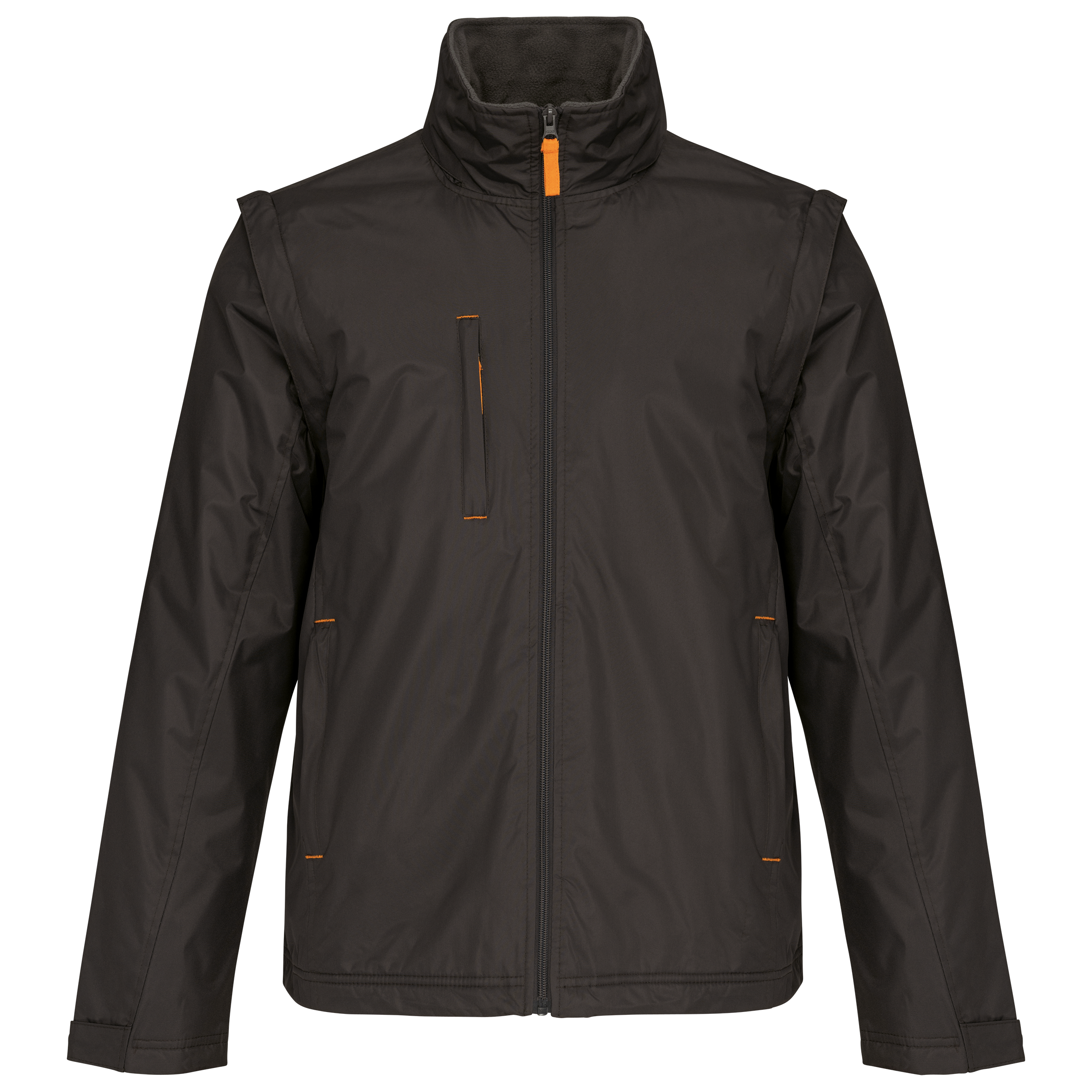 Kariban Herenjack met afneembare mouwen — Dark Grey / Orange