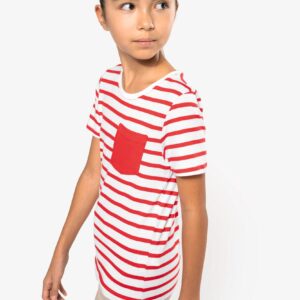 Kariban Gestreept T-shirt met borstzakje kids