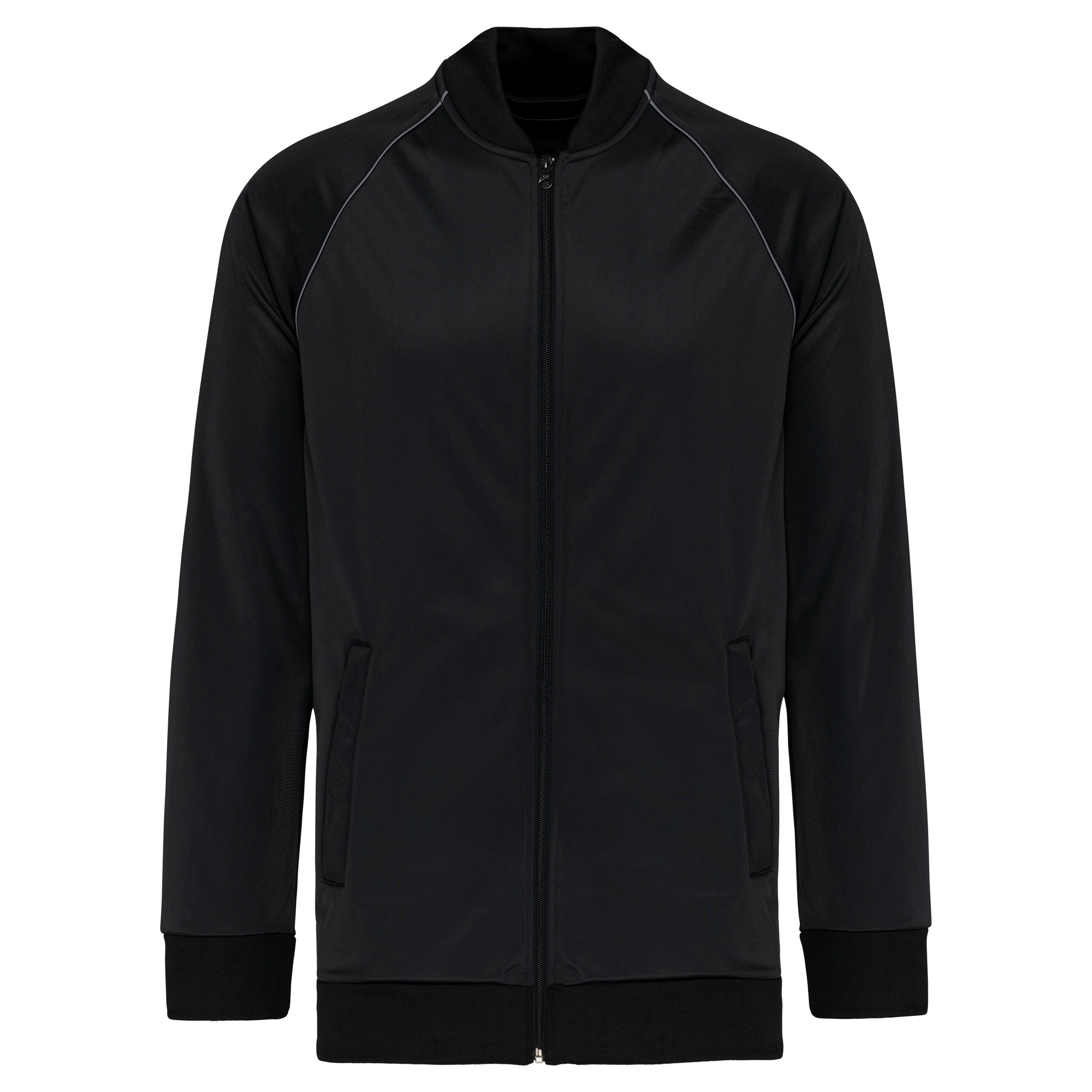 PROACT® Unisex trainingsjasje met rits en biesje — Black