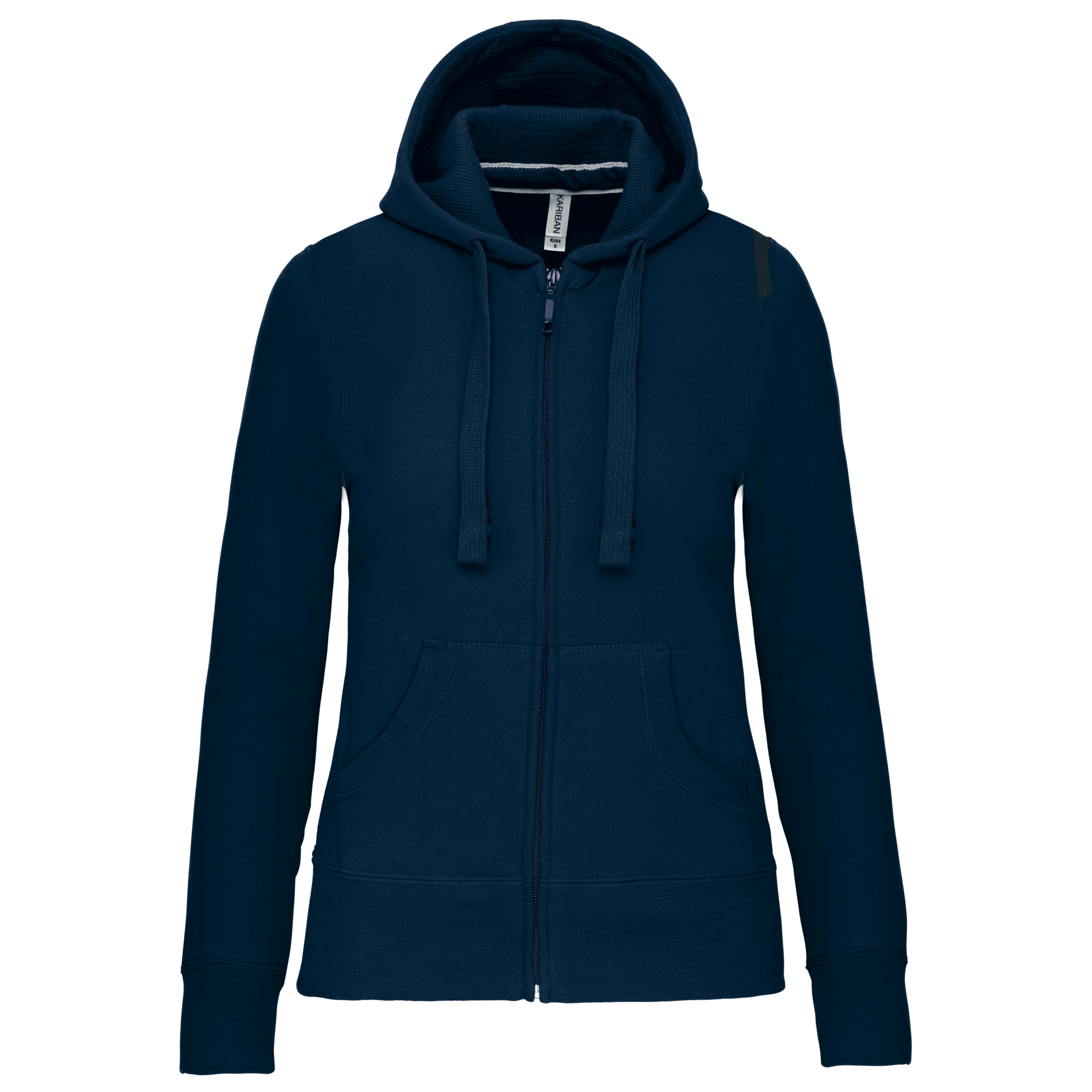 Kariban Damessweater met rits en capuchon — Navy