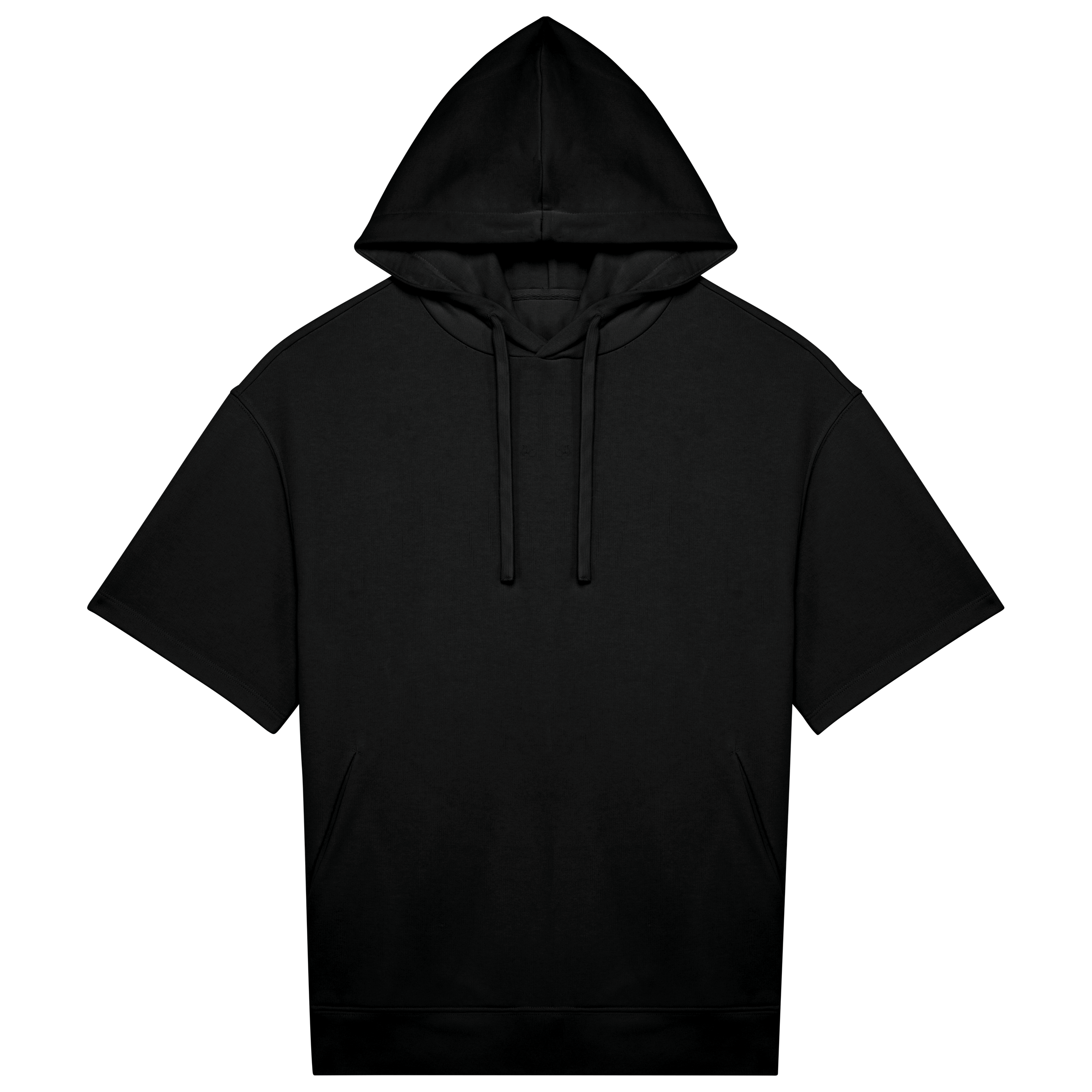 Native Spirit Ecologische uniseks sweater met capuchon en korte verlaagde schouders French Terry — Black