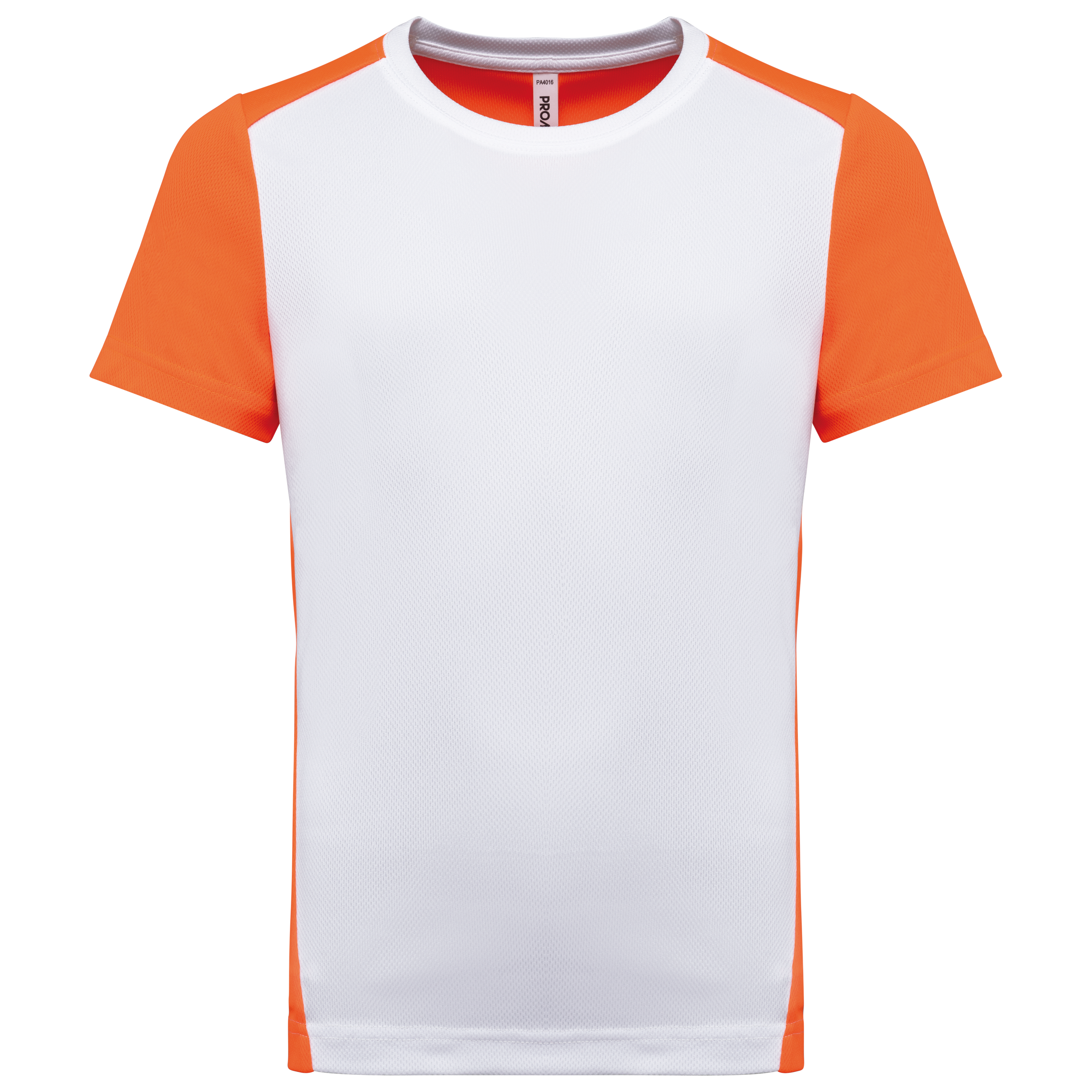 PROACT® Ecologisch sport-T-shirt in twee kleuren voor kinderen — White / Fluorescent Orange
