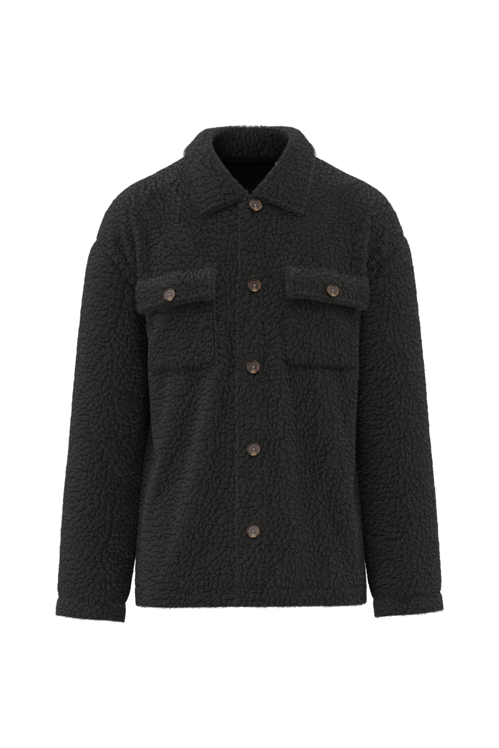 Spasso Uniseks sherpa-overshirt met afhangende schouders — Black