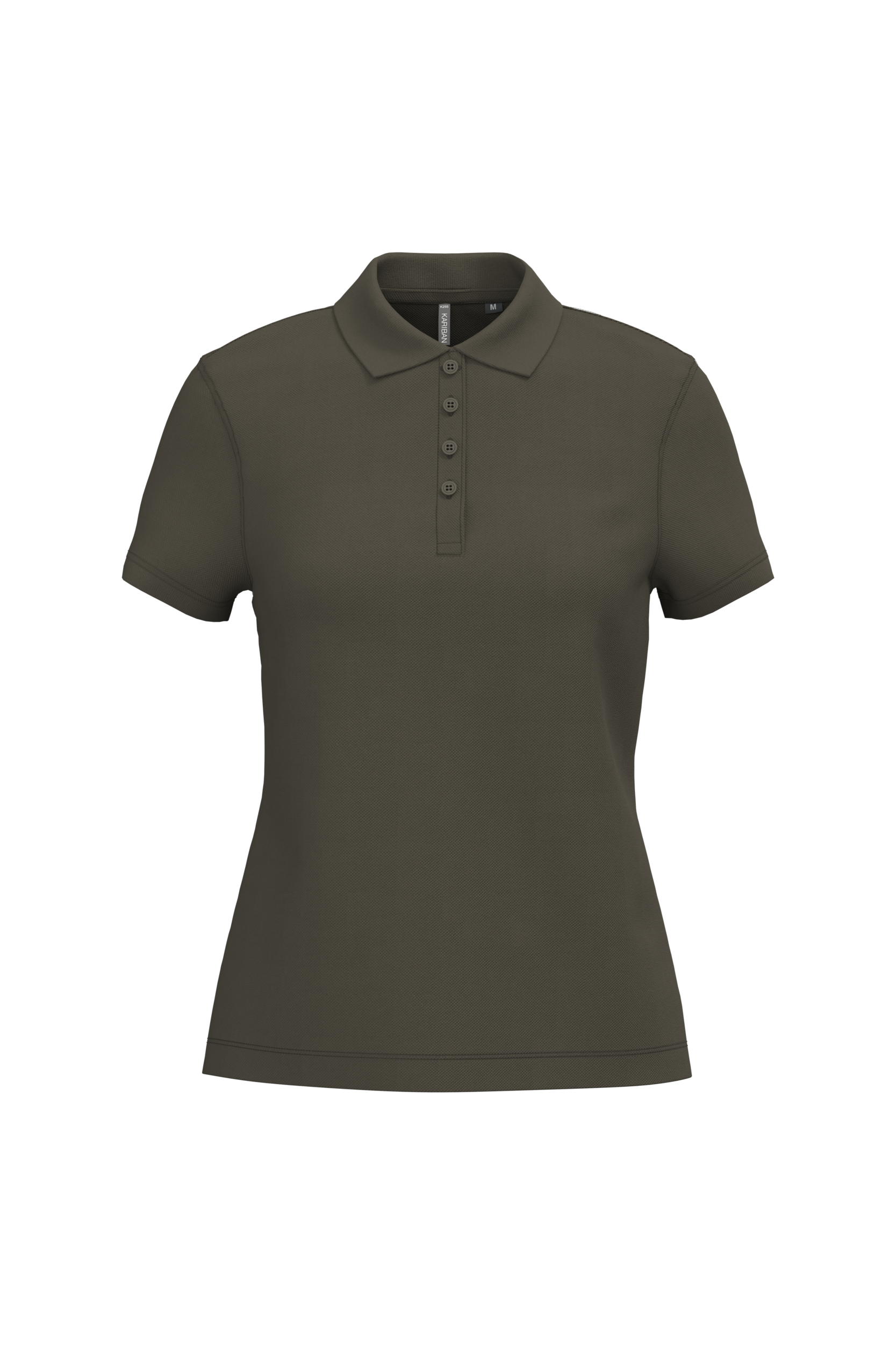 Kariban Piqué-damespolo korte mouwen — Dark Khaki
