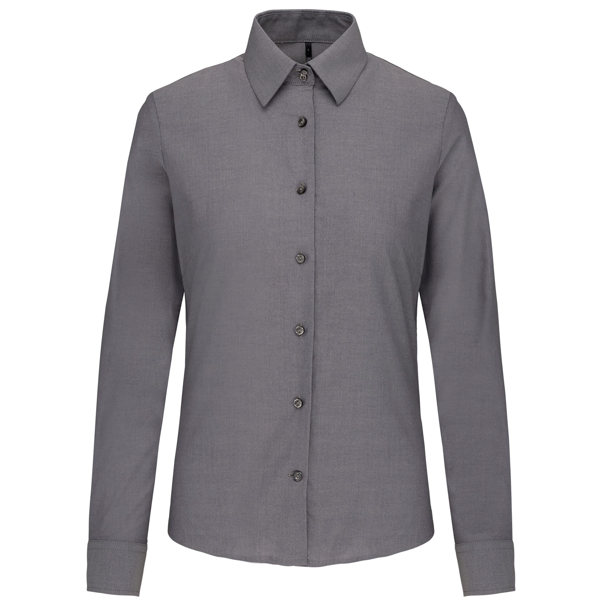 Kariban Dames Oxford blouse lange mouwen — Oxford Silver