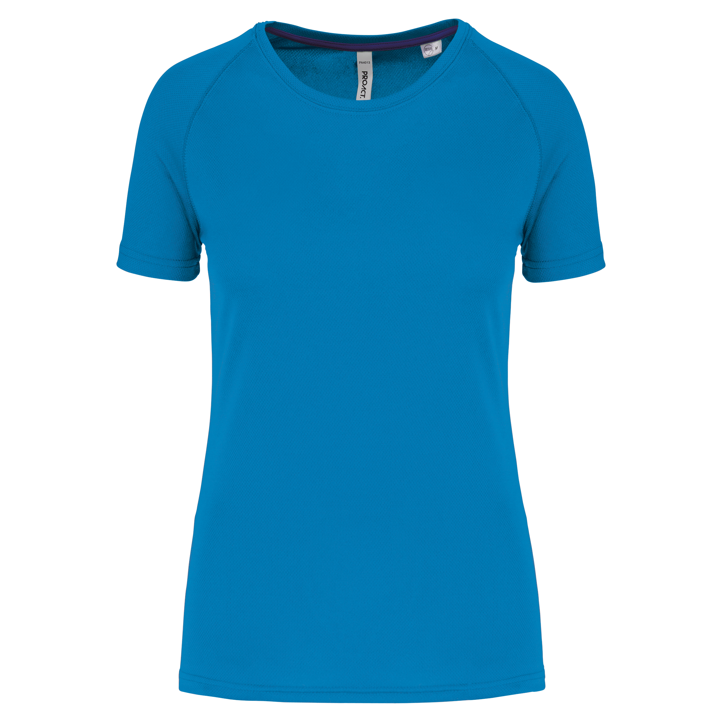 PROACT® Gerecycled damessport-T-shirt met ronde hals — Aqua Blue