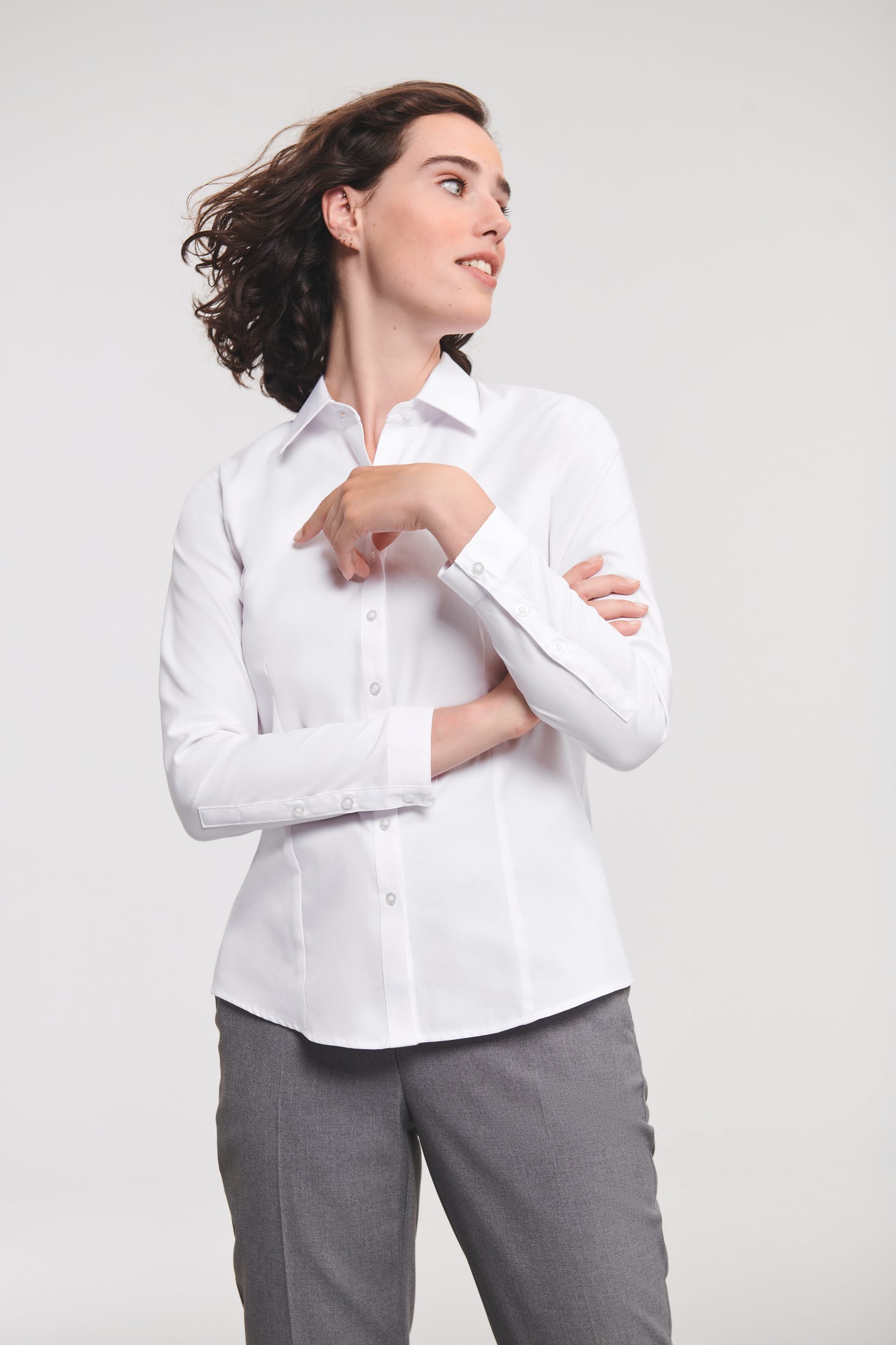 Russell Ladies Long Sleeve Herringbone Shirt