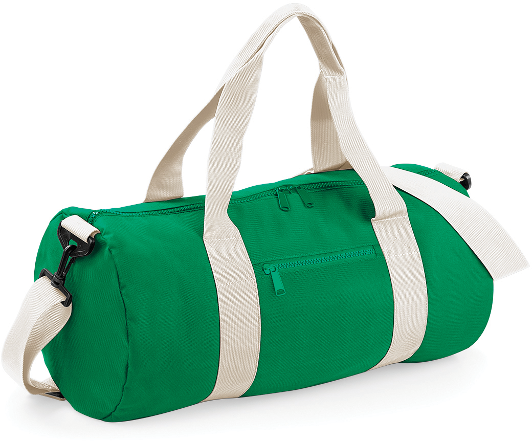 BagBase® Original Barrel Bag — Kelly Green / Off White