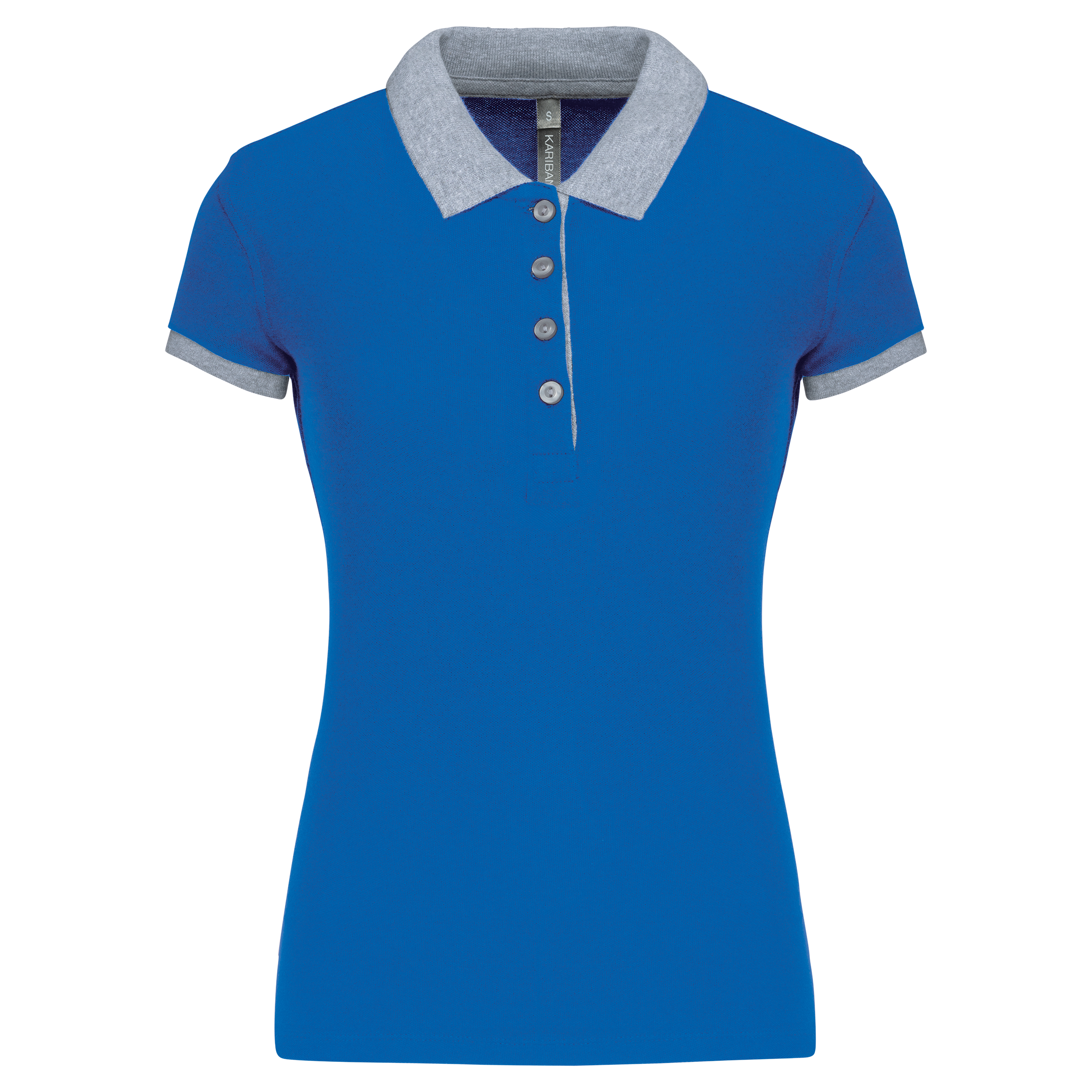 Kariban Piqué-damespolo tweekleurig — Light Royal Blue / Oxford Grey