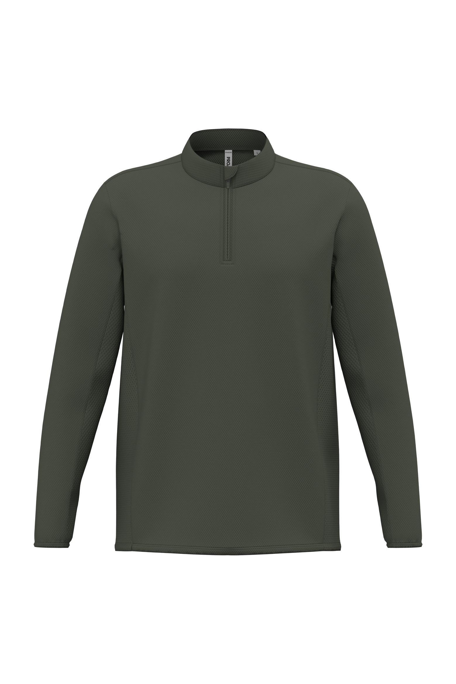 PROACT® Uniseks outdoor-T-shirt met 1/4-rits en lange mouwen — Sporty Khaki