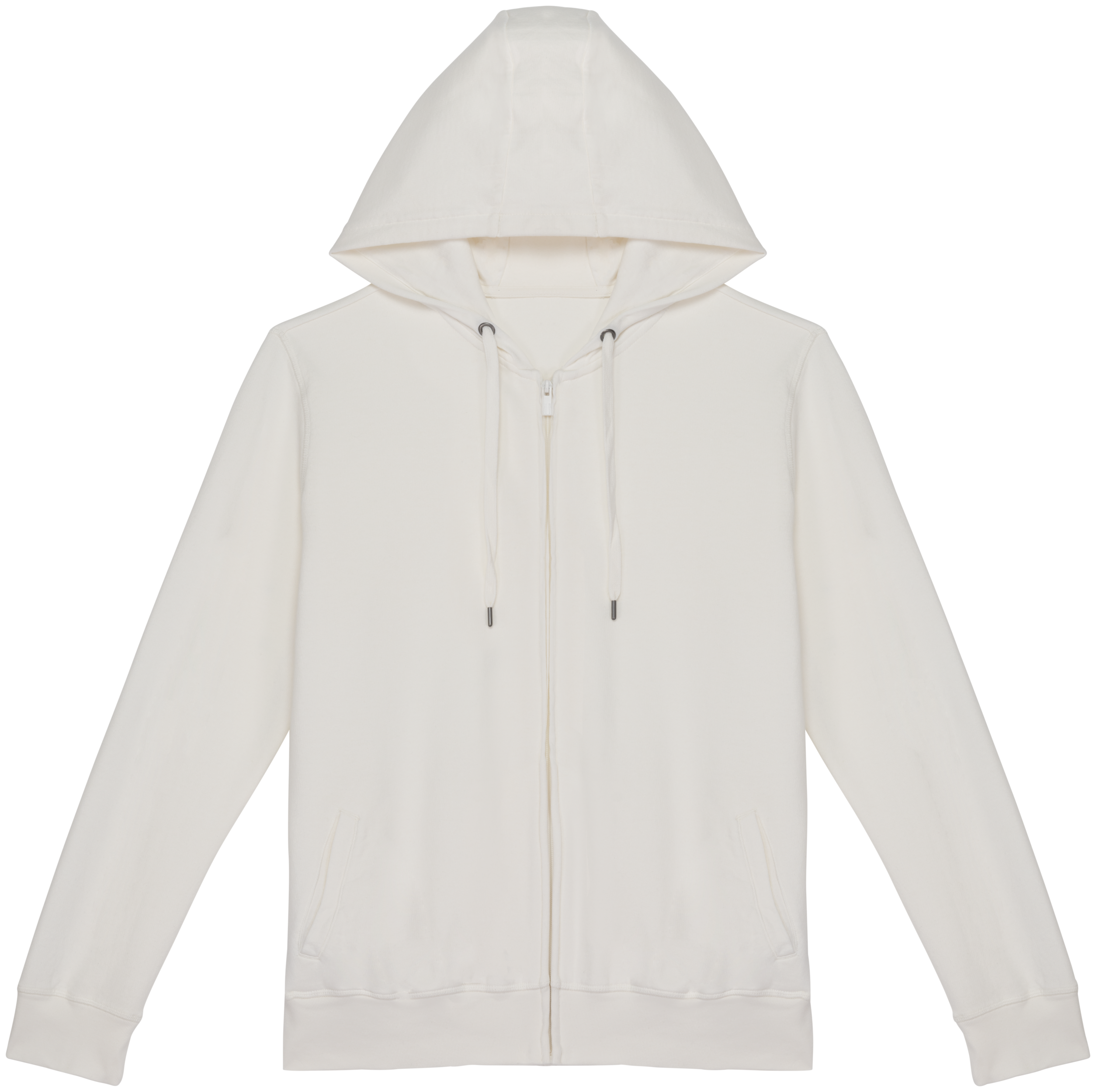 Native Spirit Ecologische uniseks sweater met rits en capuchon French Terry — Washed Ivory
