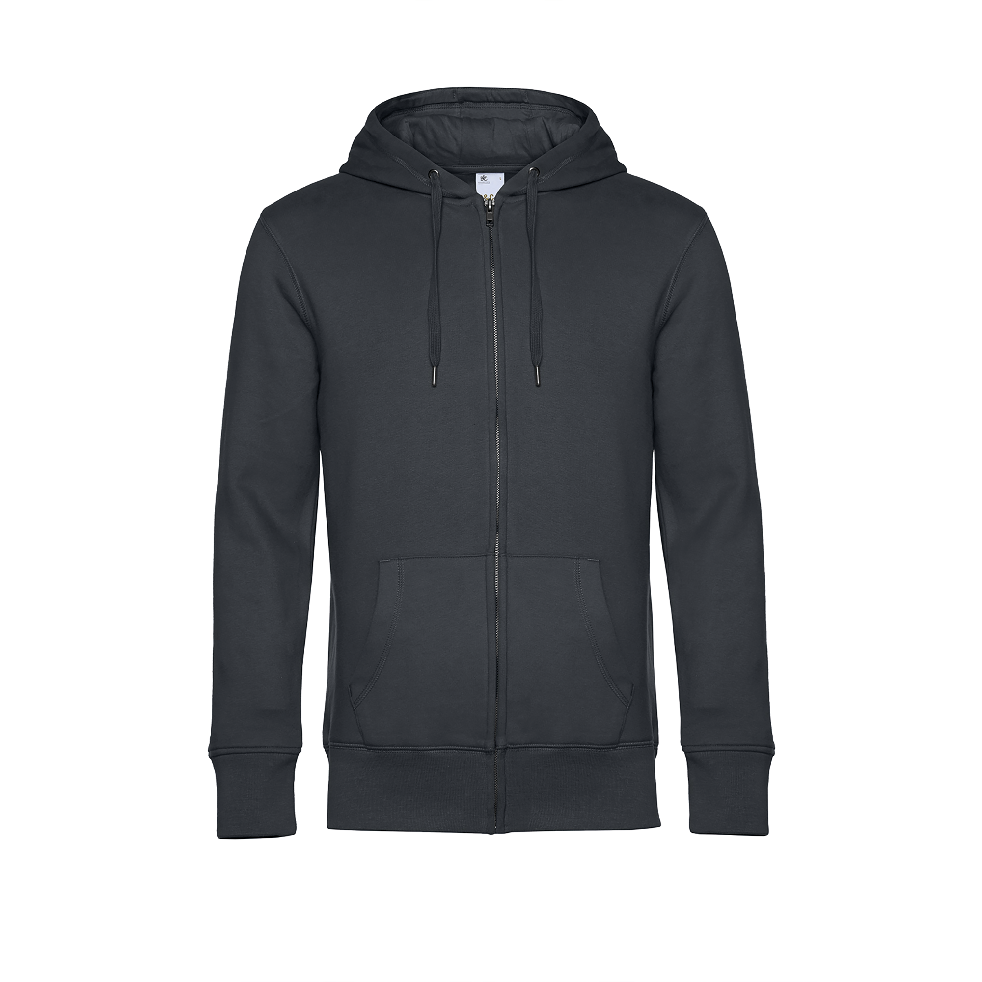 B&C KING Sweatshirt met capuchon en rits — Asphalt
