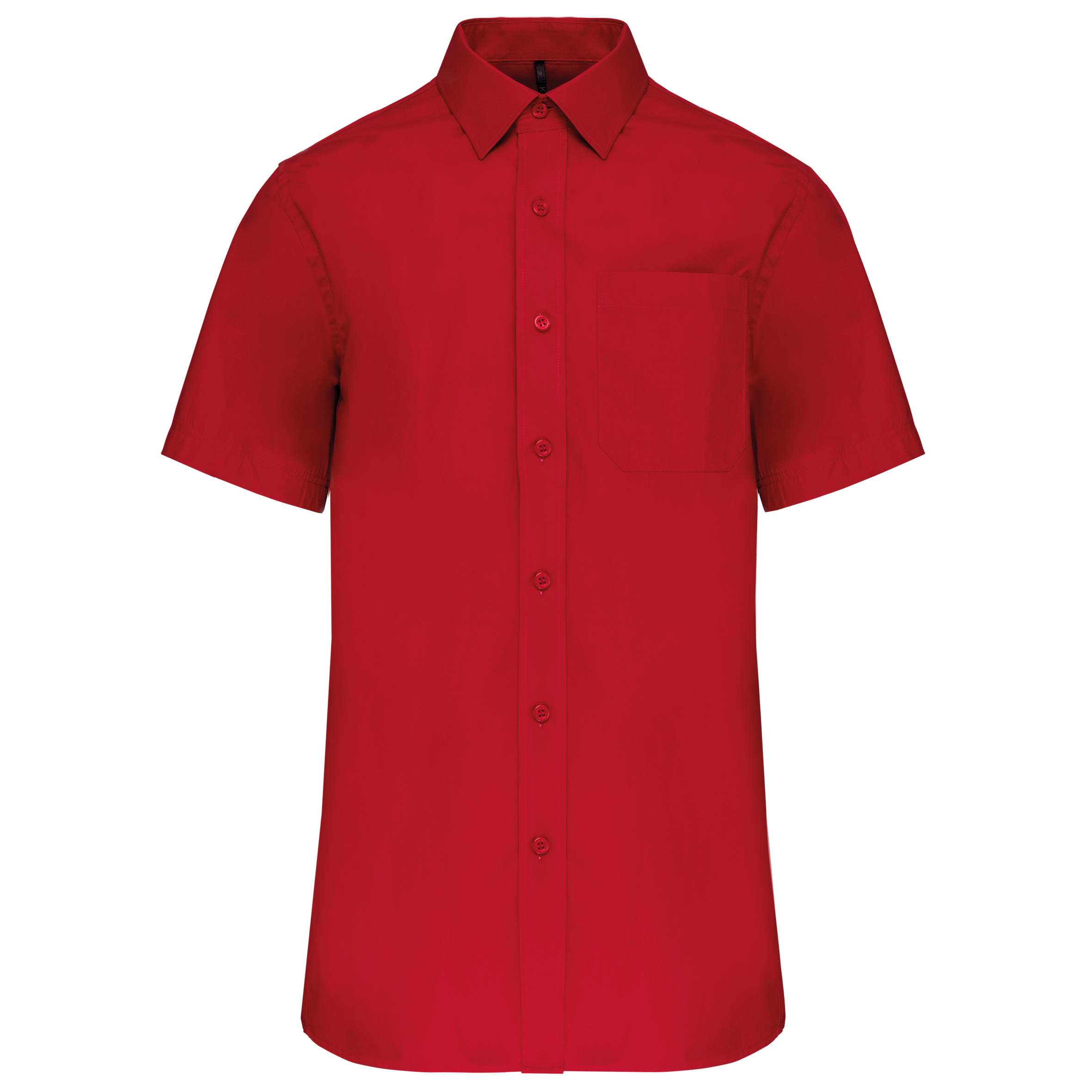 Kariban Heren poplin overhemd korte mouwen — Classic Red